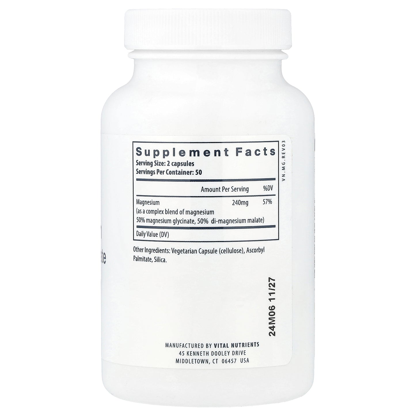 Vital Nutrients, Magnesium, 100 Vegan Capsules (120 mg per Capsule)