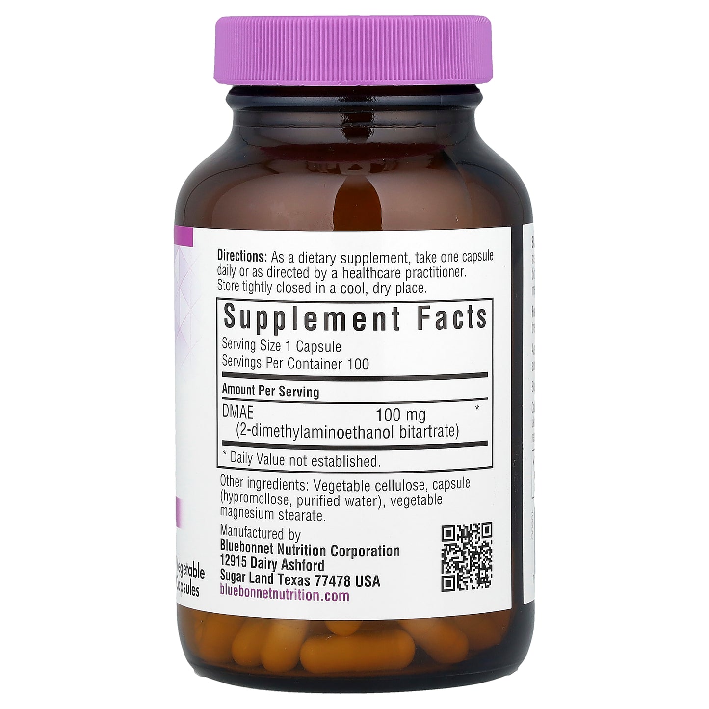 Bluebonnet Nutrition, DMAE, 100 mg, 100 Vegetable Capsules