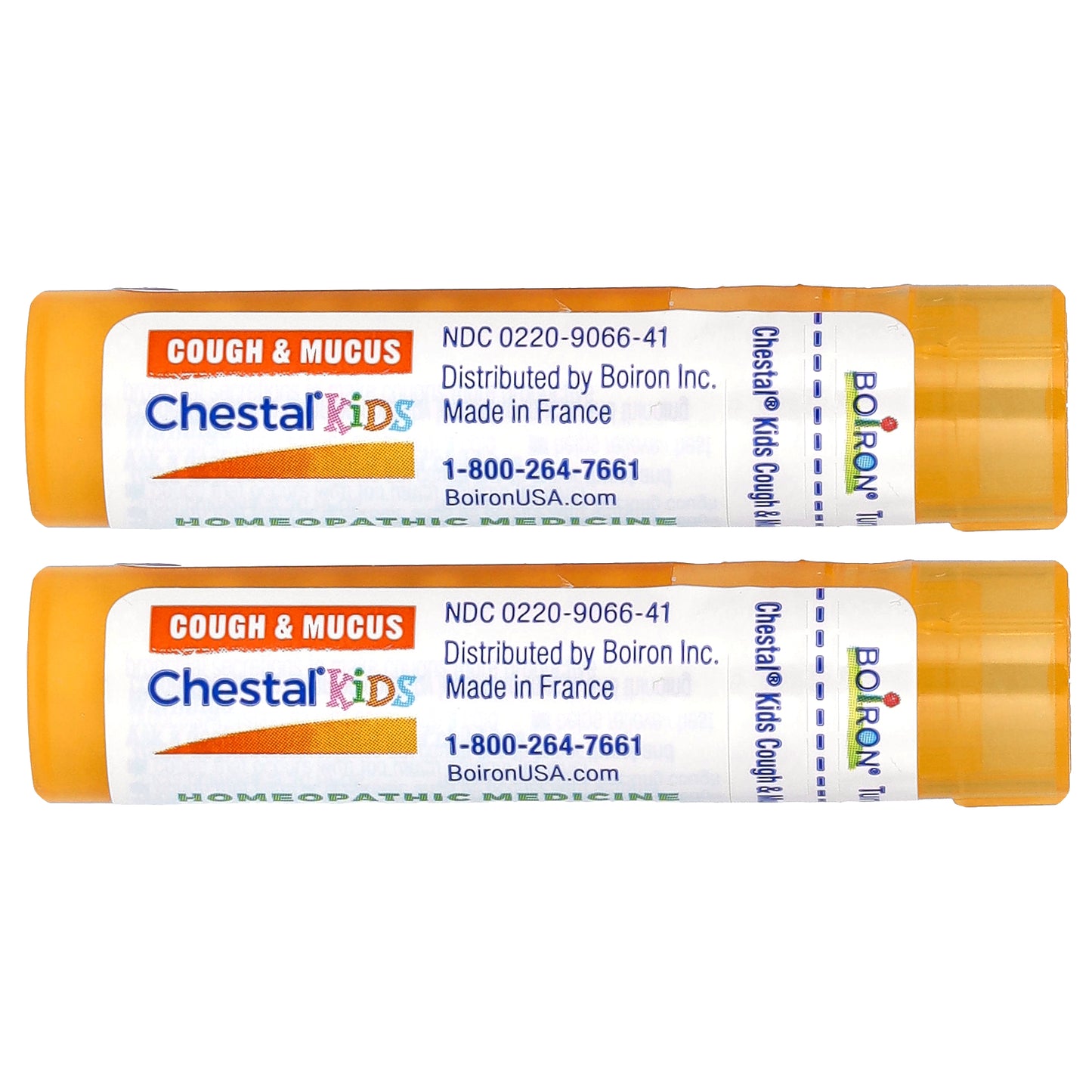 Boiron, Chestal Kids Meltaway Pellets, Cough & Mucus Relief, 4+ Years, 2 Tubes, Approx. 80 Pellets Each