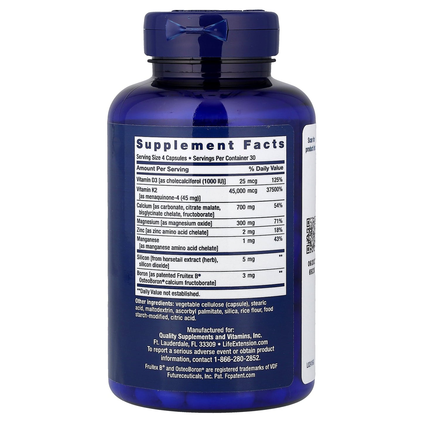 Life Extension, Bone Restore Elite, Calcium Supplement with Super Potent K2, 120 Capsules