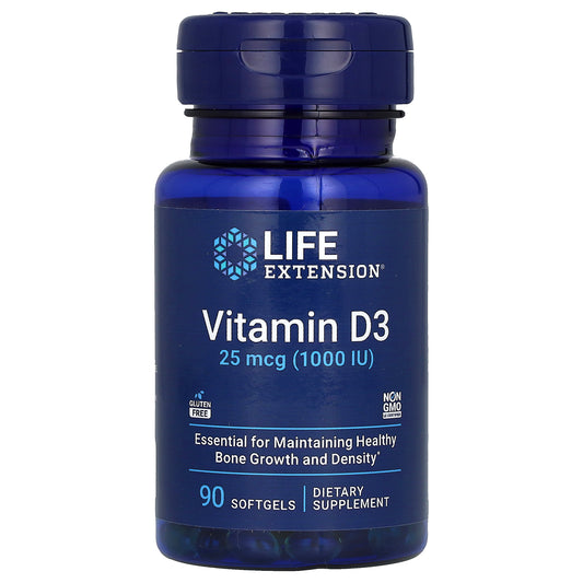 Life Extension, Vitamin D3, 25 mcg (1,000 IU), 90 Softgels