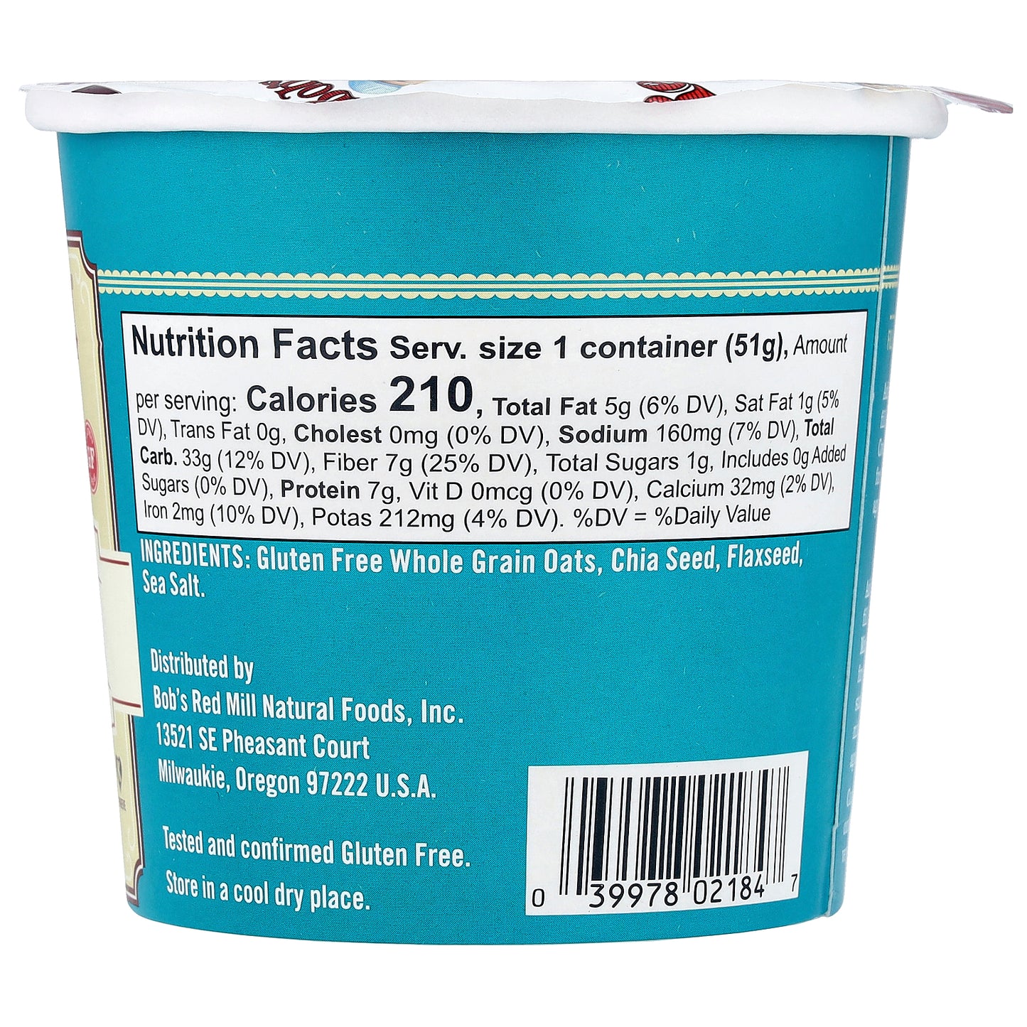 Bob's Red Mill, Oatmeal Cup, Classic, 1.81 oz (51 g)