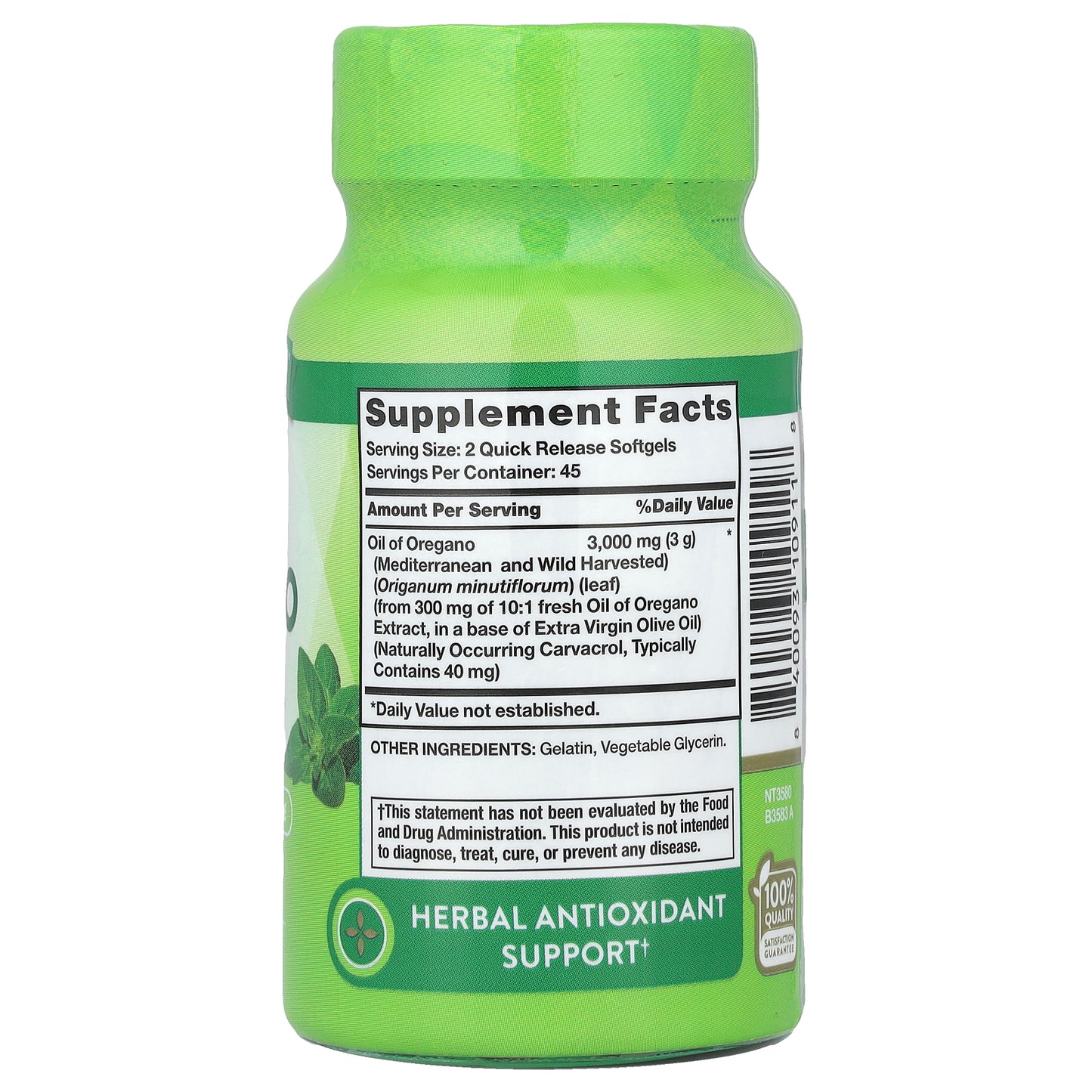 Nature's Truth, Oil Of Oregano, 90 Quick Release Softgels (1,500 mg per Softgel)