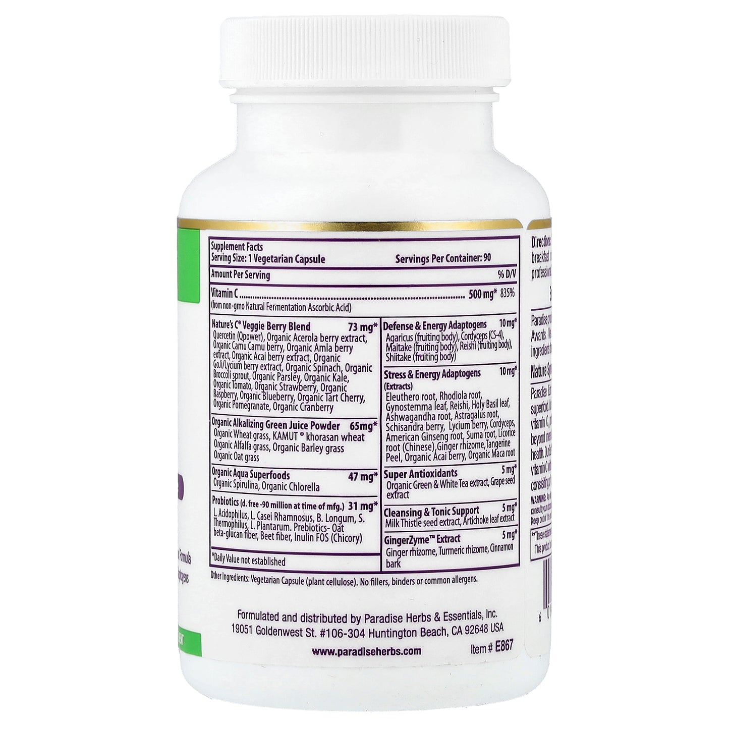 Paradise Herbs, Earth's Blend®, Vitamin C, 90 Vegetarian Capsules