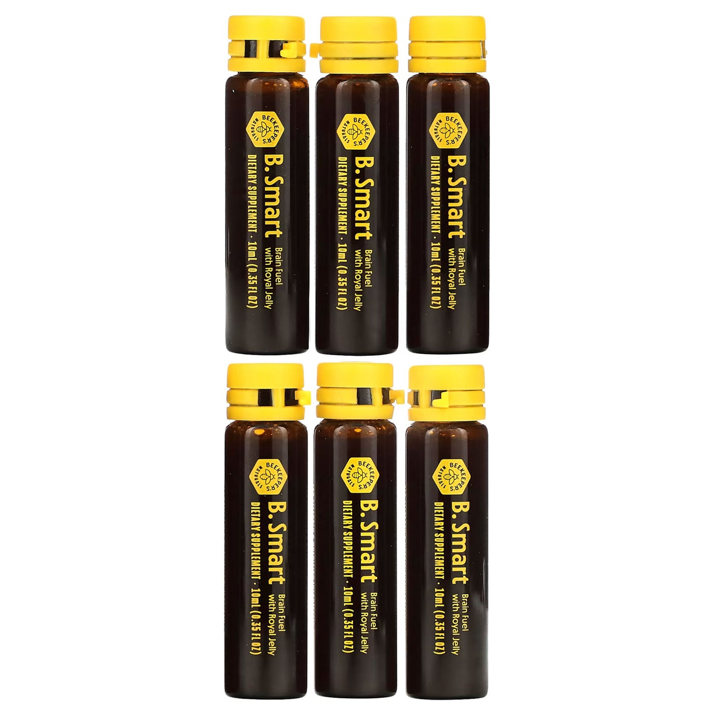 Beekeeper's Naturals, Royal Jelly Brain Fuel, 6 Vials, 0.35 fl oz (10 ml) Each
