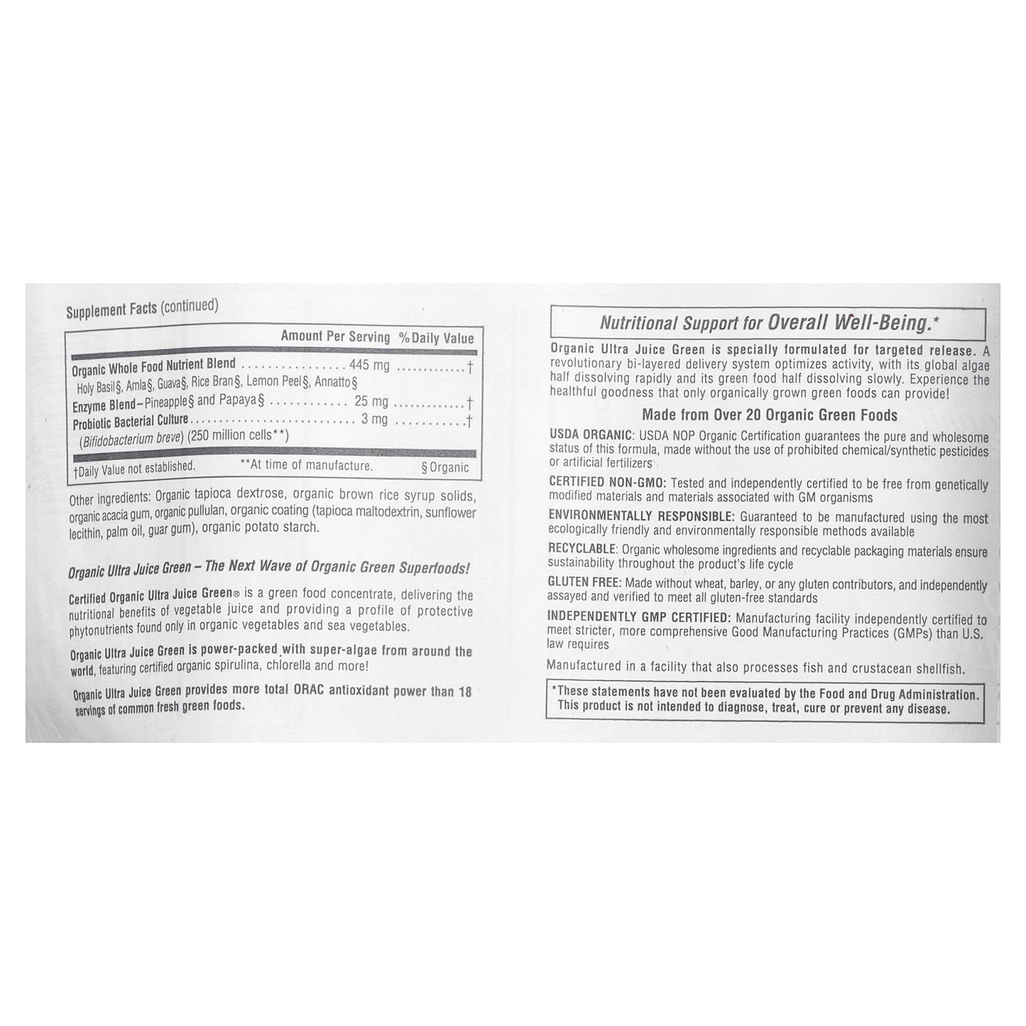 NaturesPlus, Organic Ultra Juice Green, 90 Organic Bi-Layered Tablets