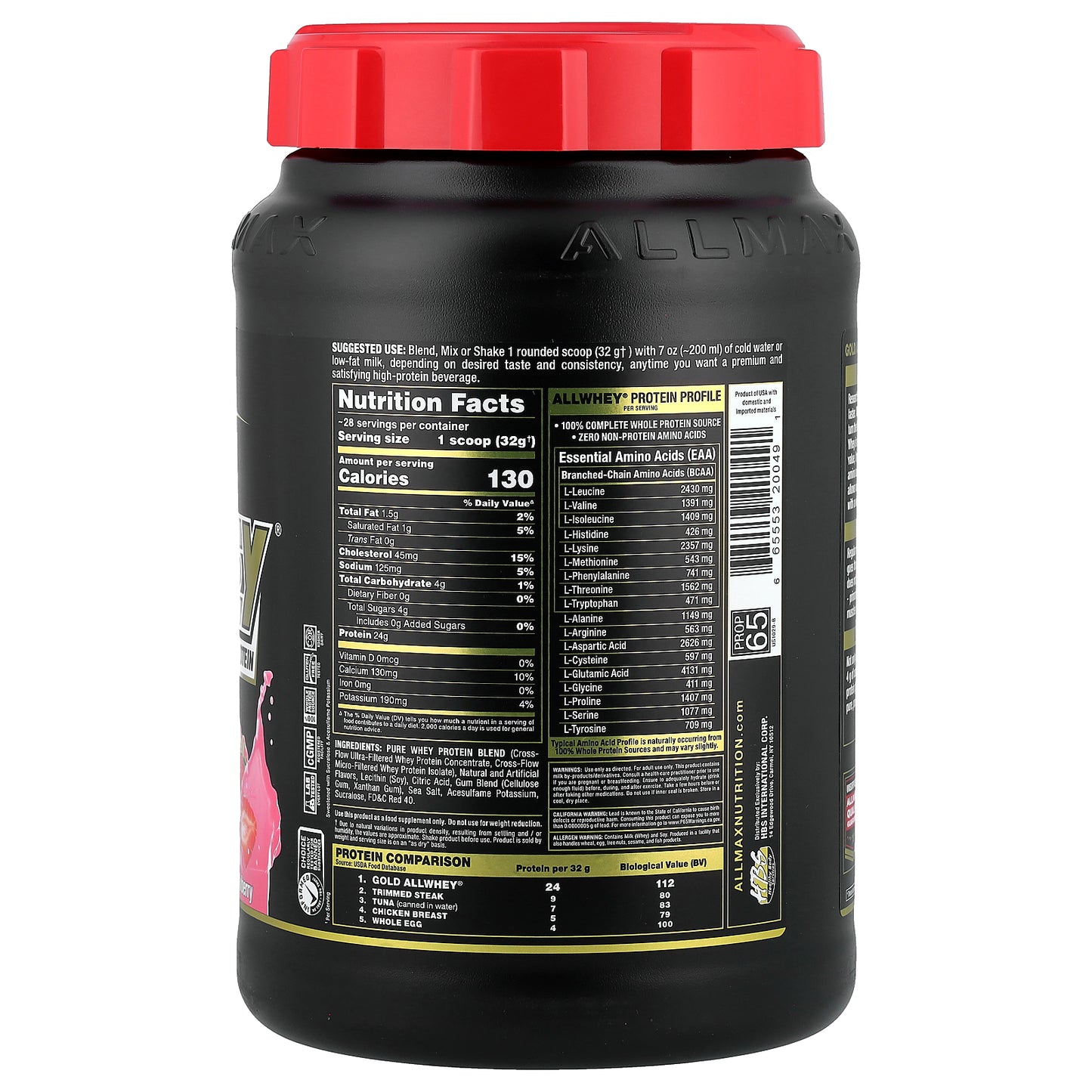 ALLMAX, Gold AllWhey®, Premium Whey Protein, Strawberry, 2 lbs (907 g)