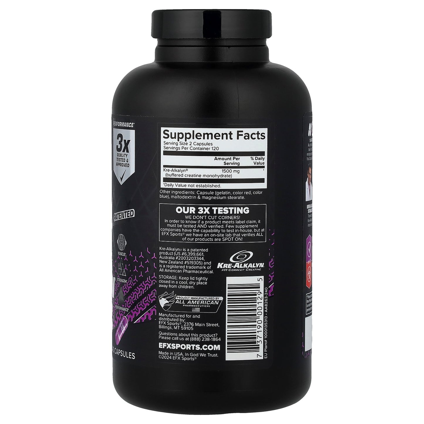 EFX Sports, Kre-Alkalyn® EFX, 240 Capsules (750 mg per Capsule)