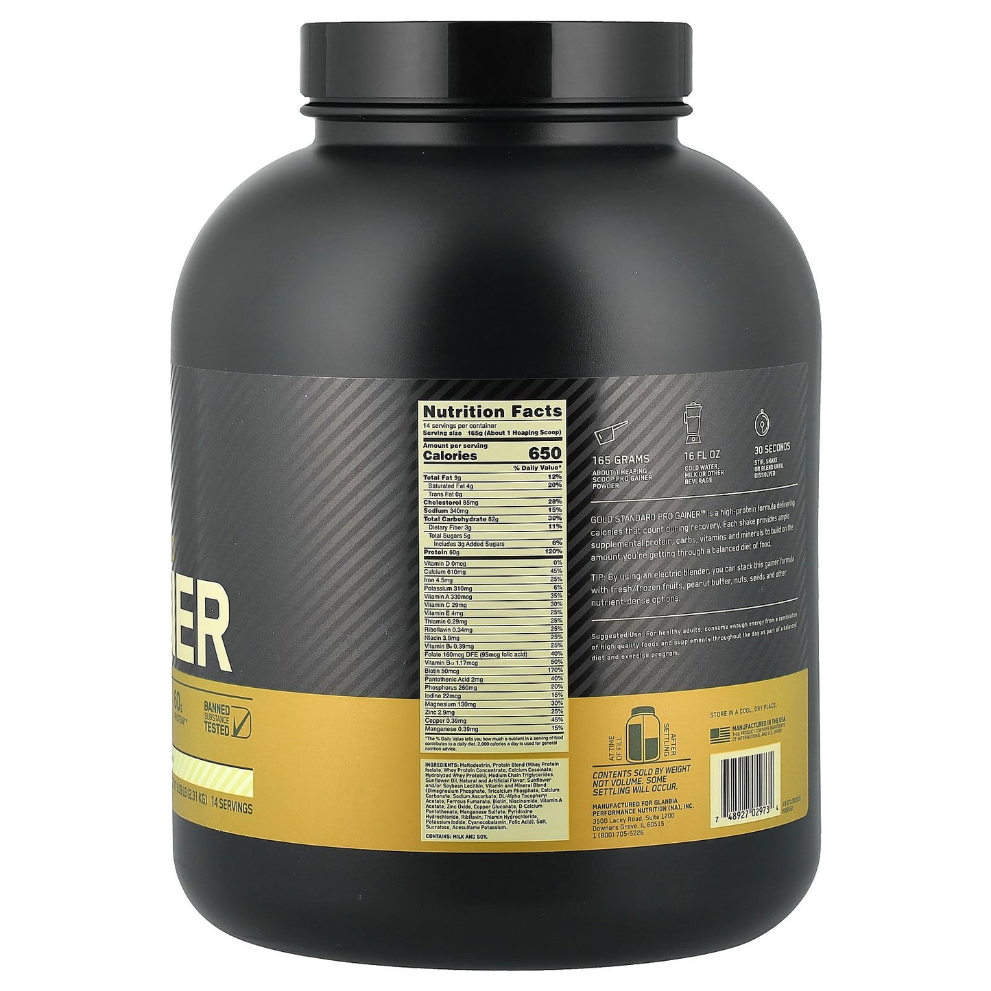 Optimum Nutrition, Gold Standard® Pro Gainer, Vanilla Custard, 5.09 lb (2.31 kg)