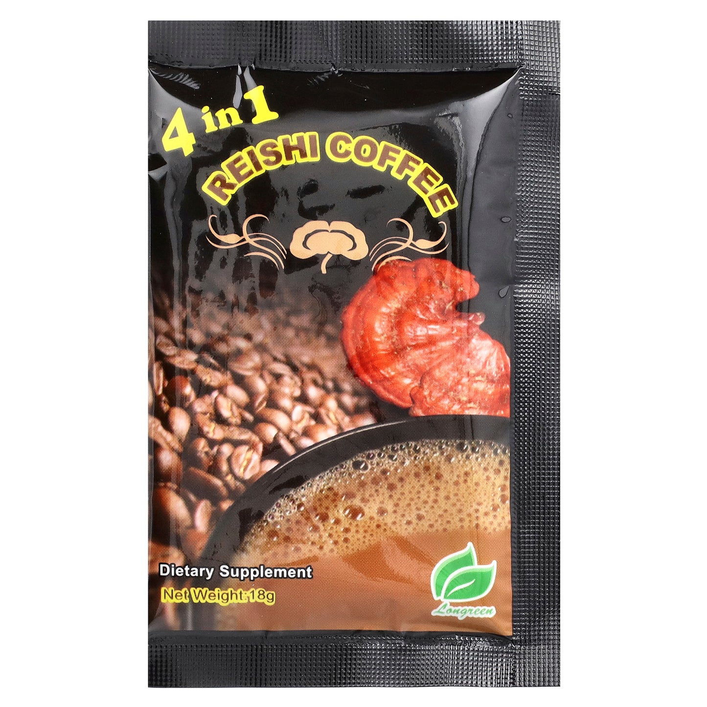 Longreen, 4 in 1 Reishi Coffee, 10 Sachets, 6.35 oz (180 g)