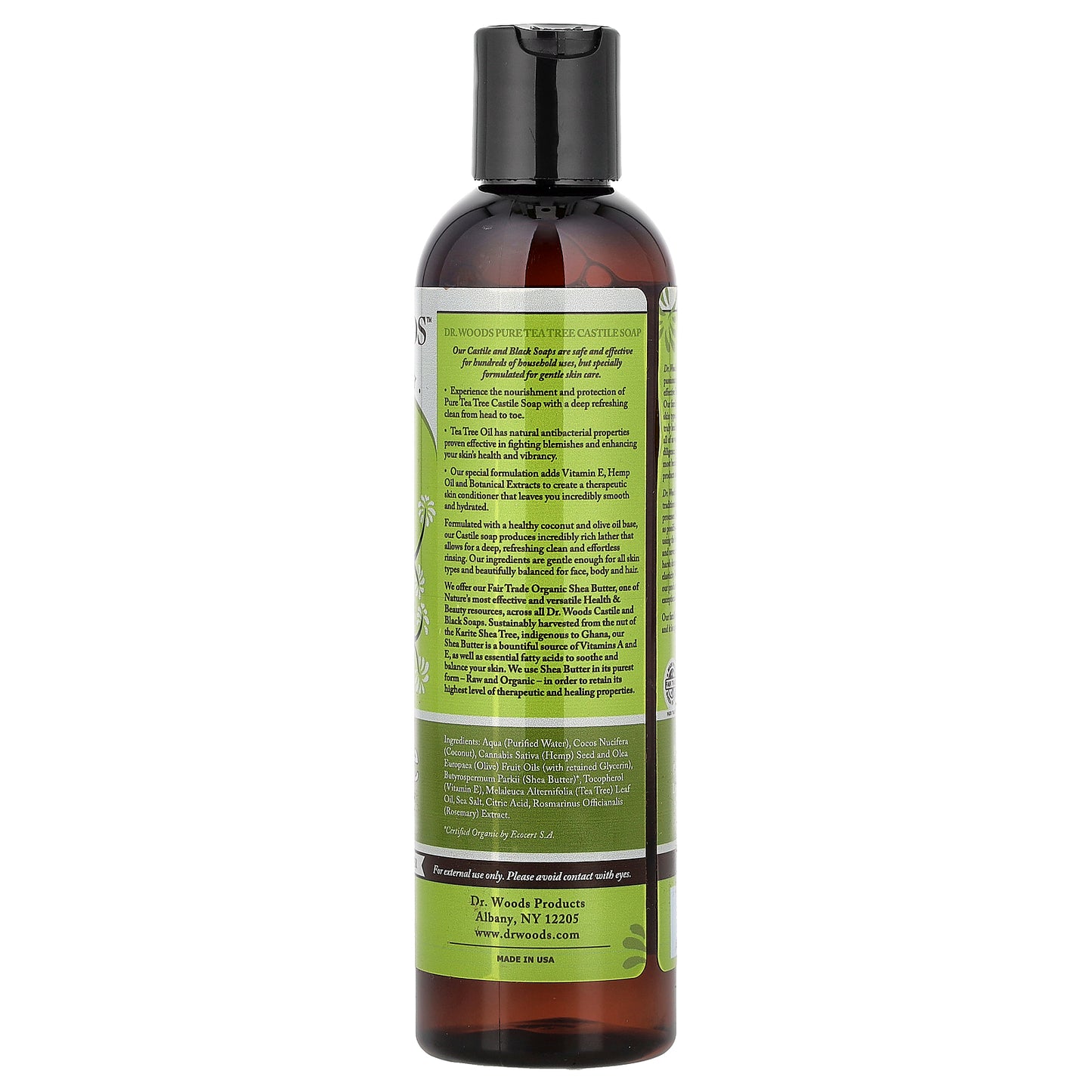 Dr. Woods, Tea Tree Castile Soap with Fair Trade Shea Butter, For All Skin Types, 8 fl oz (236 ml)