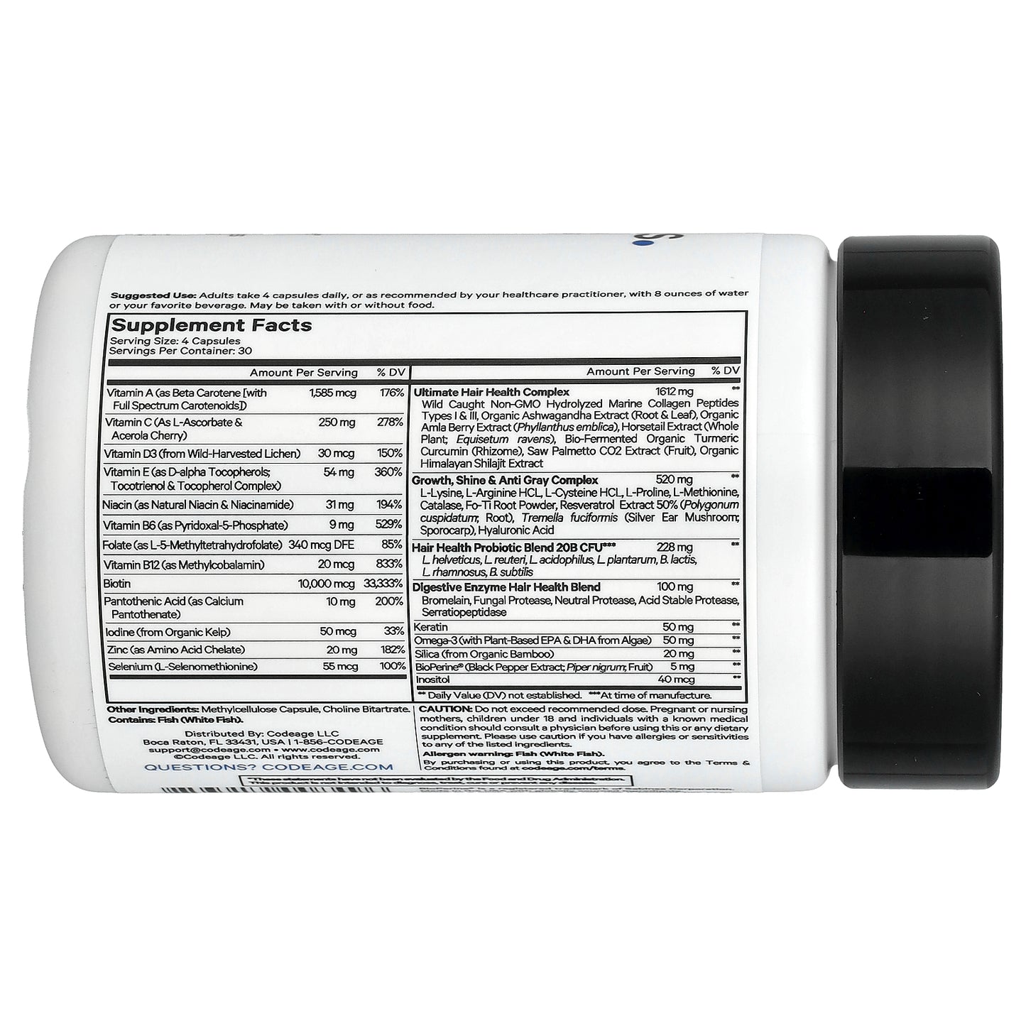 Codeage, Hair Vitamins, 120 Vegetable Capsules