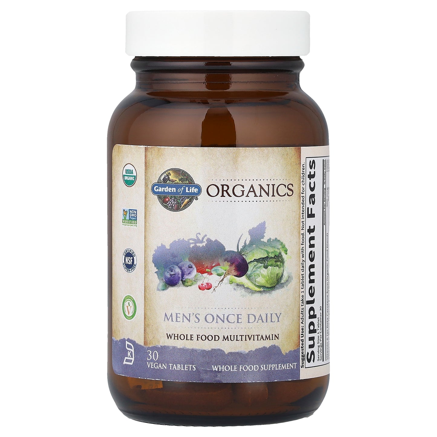Garden of Life, Organics, Men's Once Daily, 30 Vegan Tablets