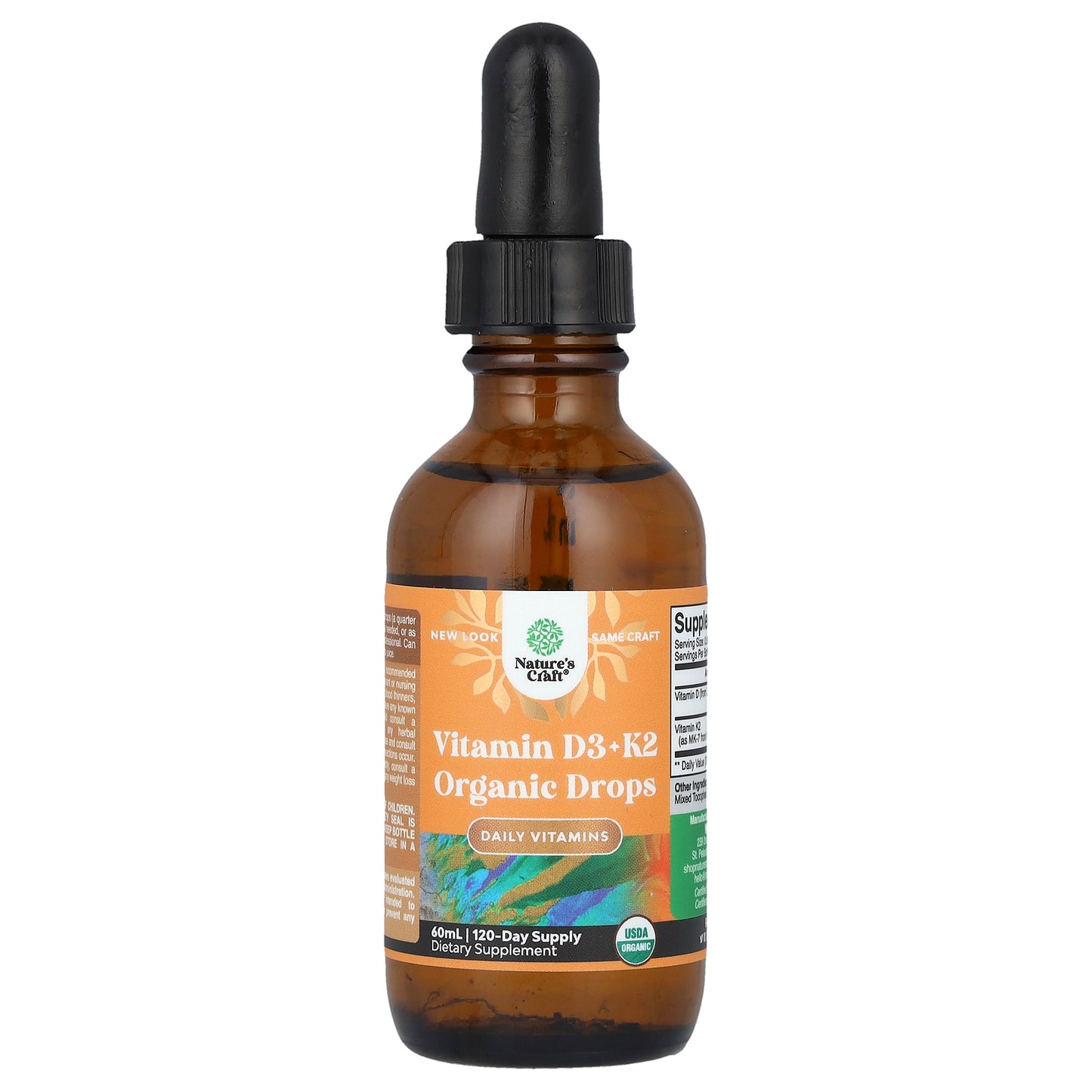 Nature's Craft, Organic Vitamin D3 + K2 Drops, Alcohol-Free, 60 ml