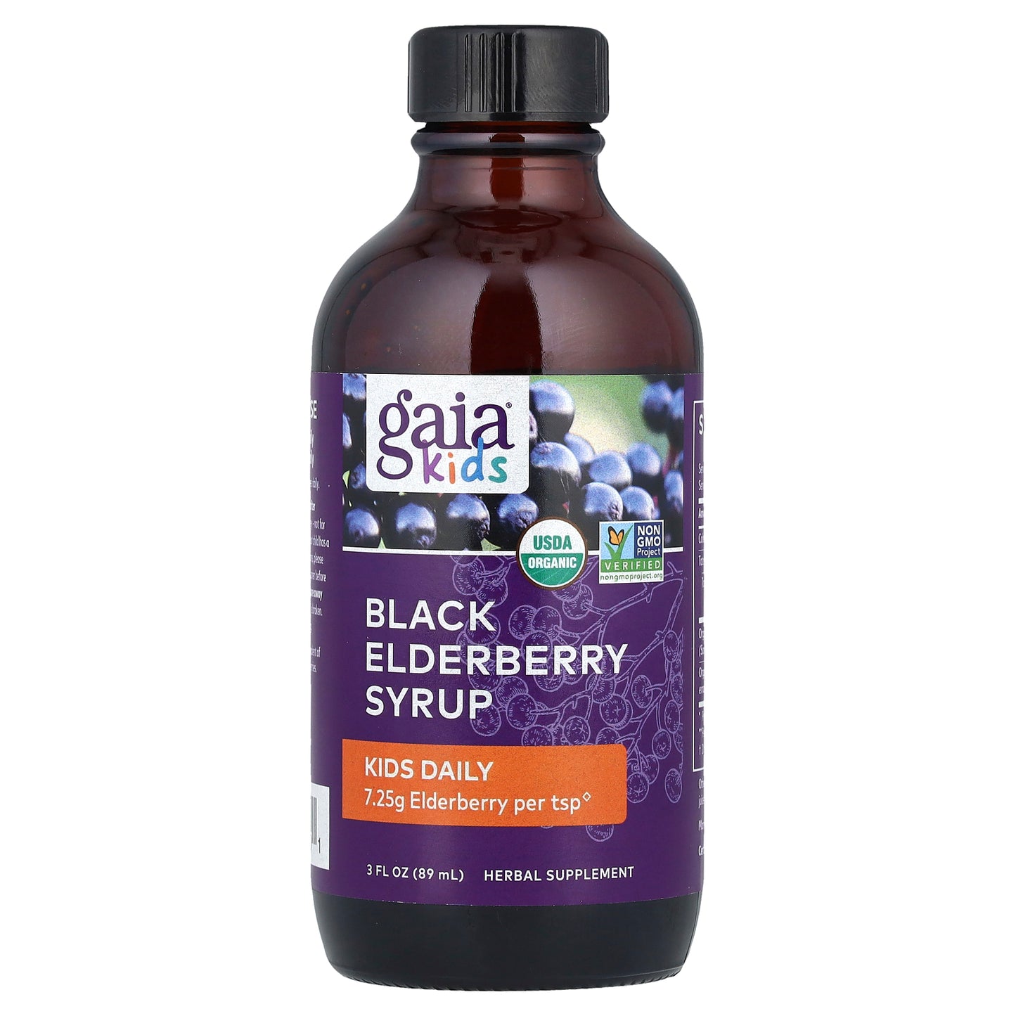 Gaia Herbs, Kids, Black Elderberry Syrup, 3 fl oz (89 ml)