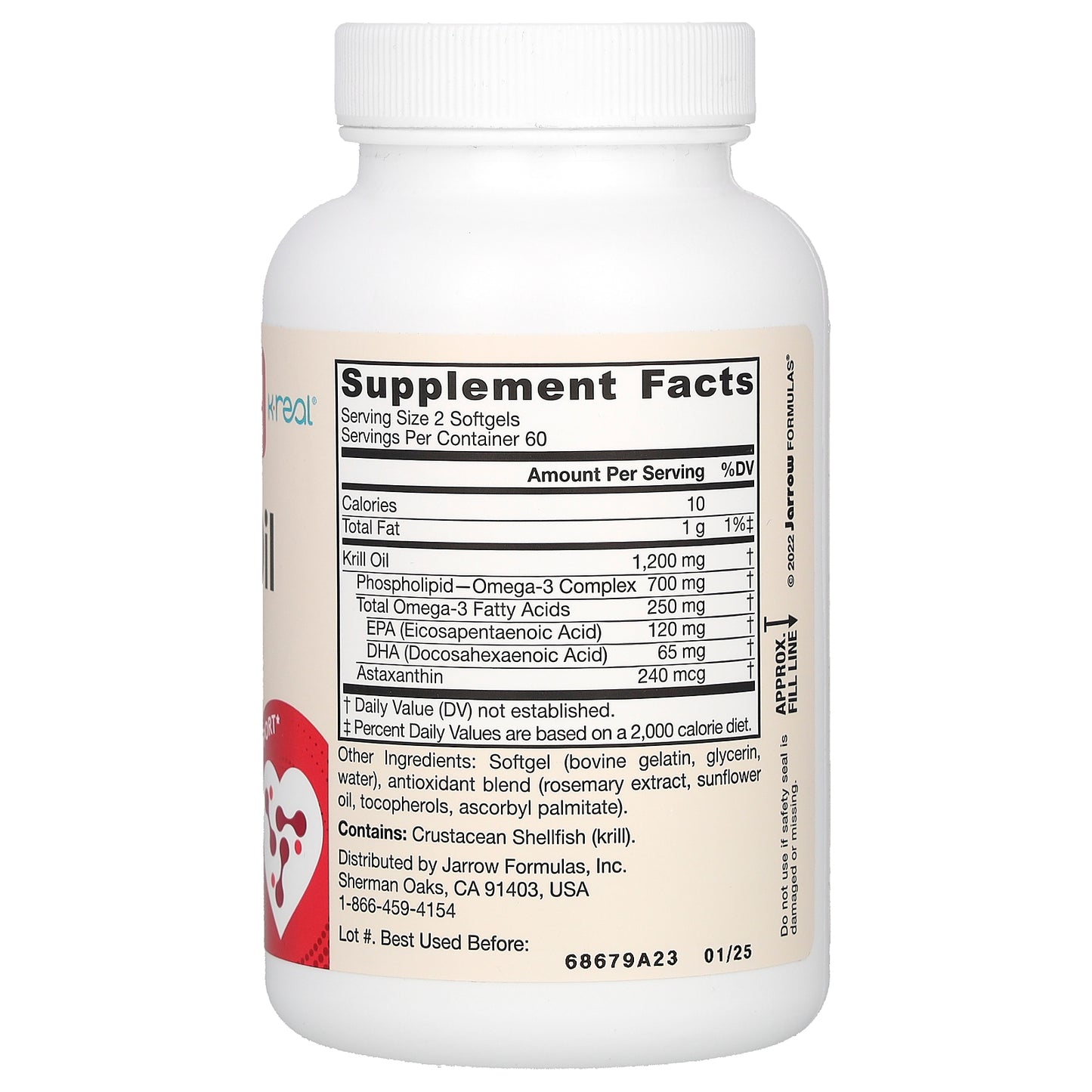 Jarrow Formulas, Krill Oil, 120 Softgels (600 mg per Softgel)