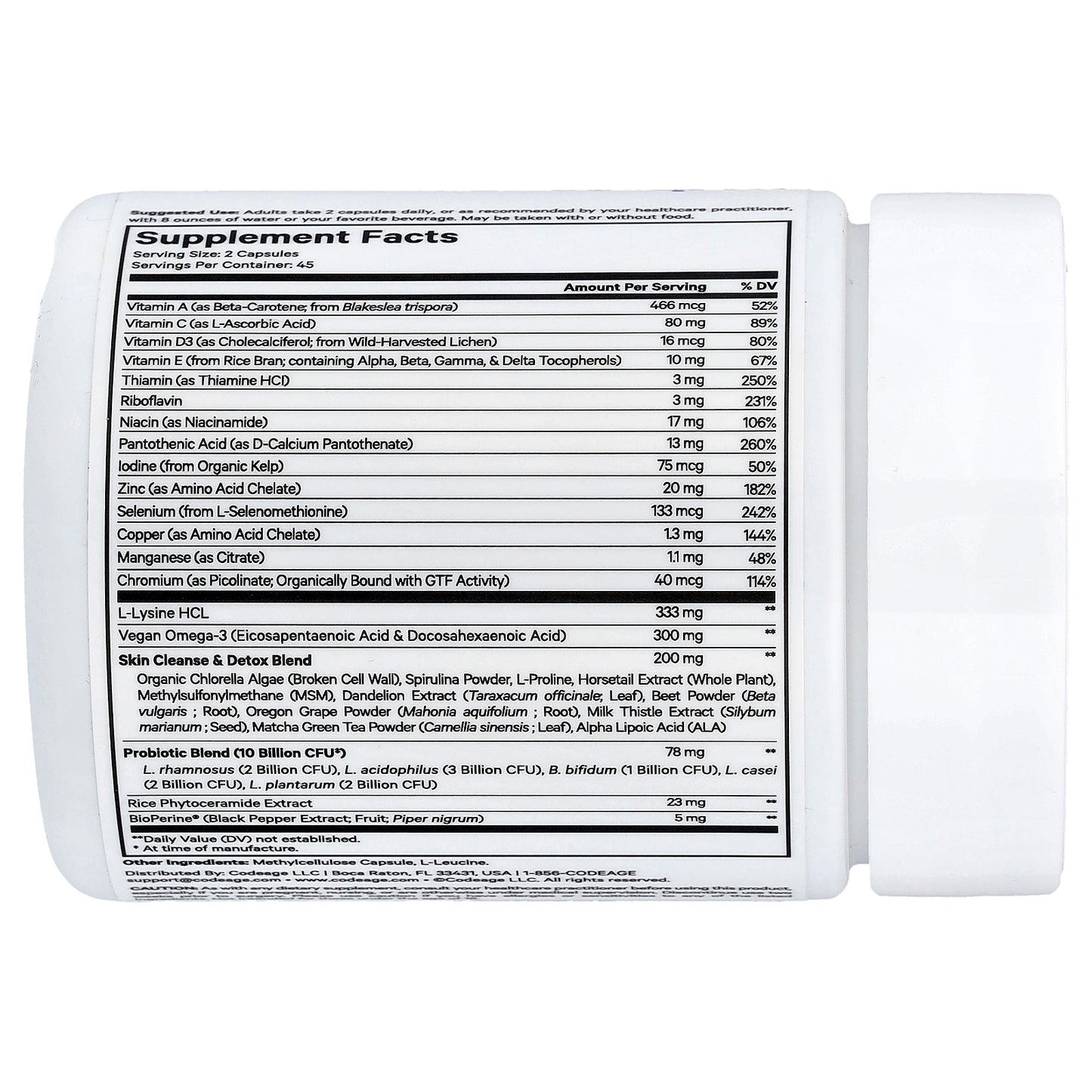 Codeage, Clearface Vitamins+, 90 Vegetable Capsules