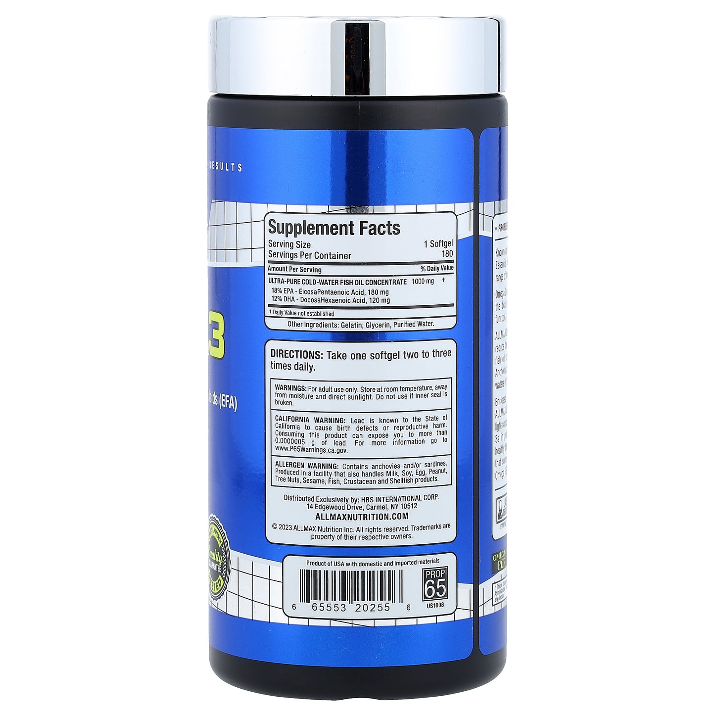 ALLMAX, Essentials, Omega-3, 180 Softgels