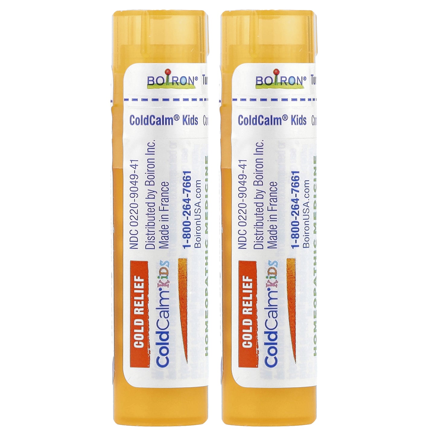 Boiron, ColdCalm® Kids Meltaway Pellets, 4+ Years, 2 Tubes, Approx. 80 Pellets Each