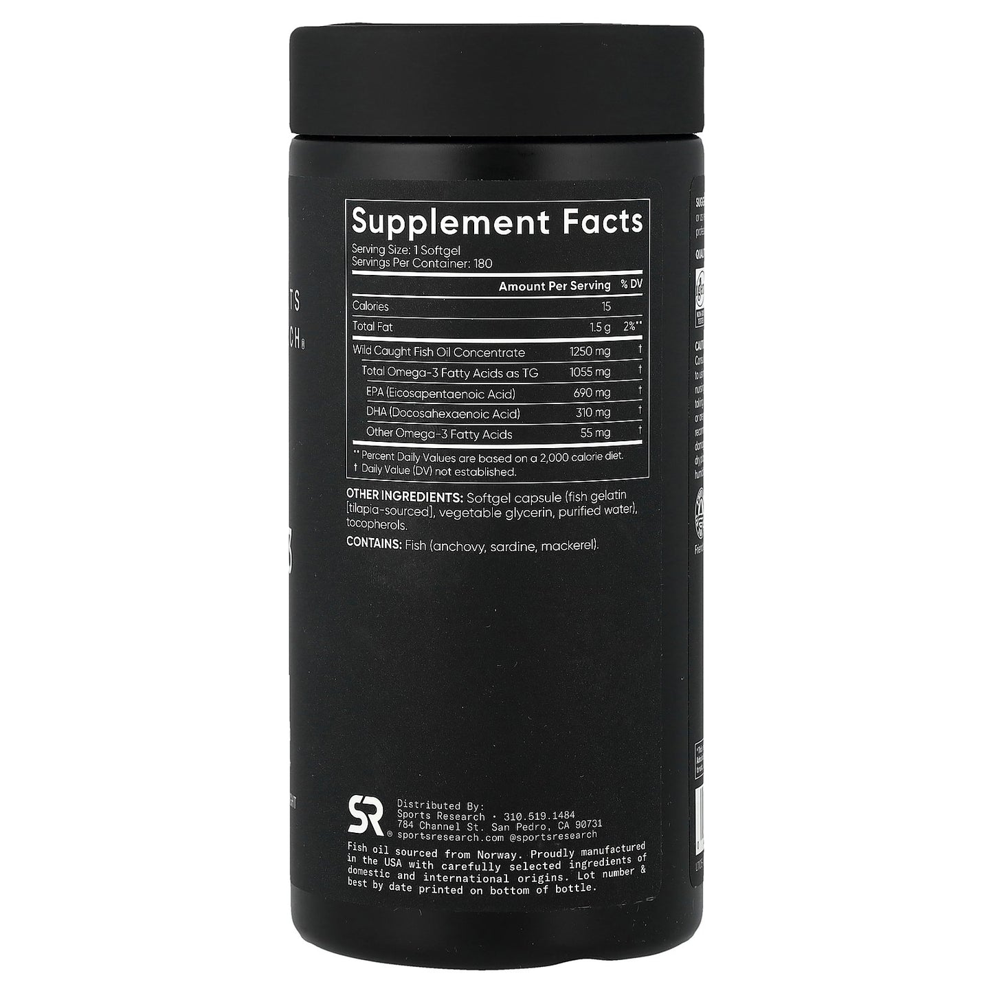 Sports Research, Omega-3 Fish Oil, Triple Strength, 180 Softgels