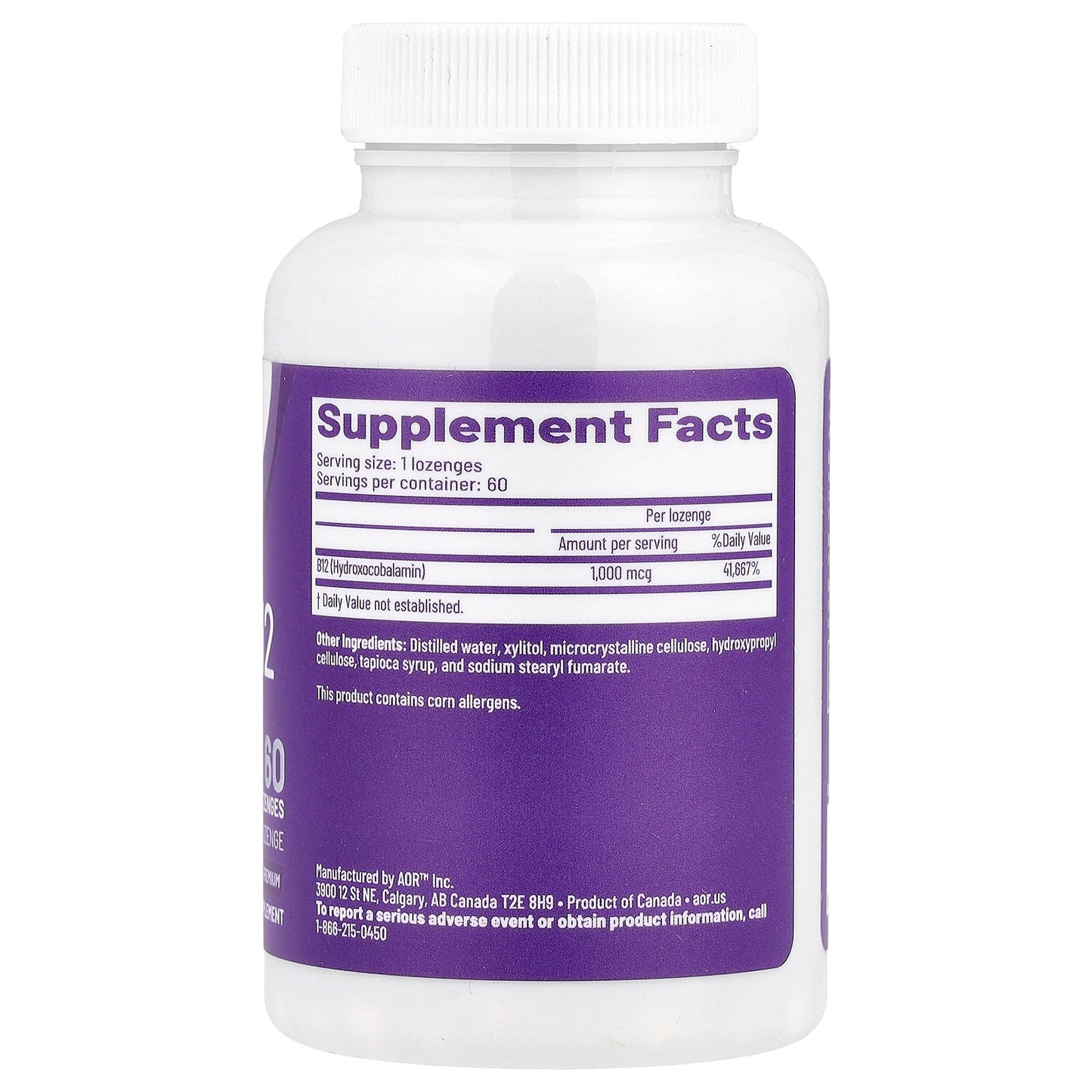 Advanced Orthomolecular Research AOR, Hydroxy B12, 1,000 mcg, 60 Lozenges