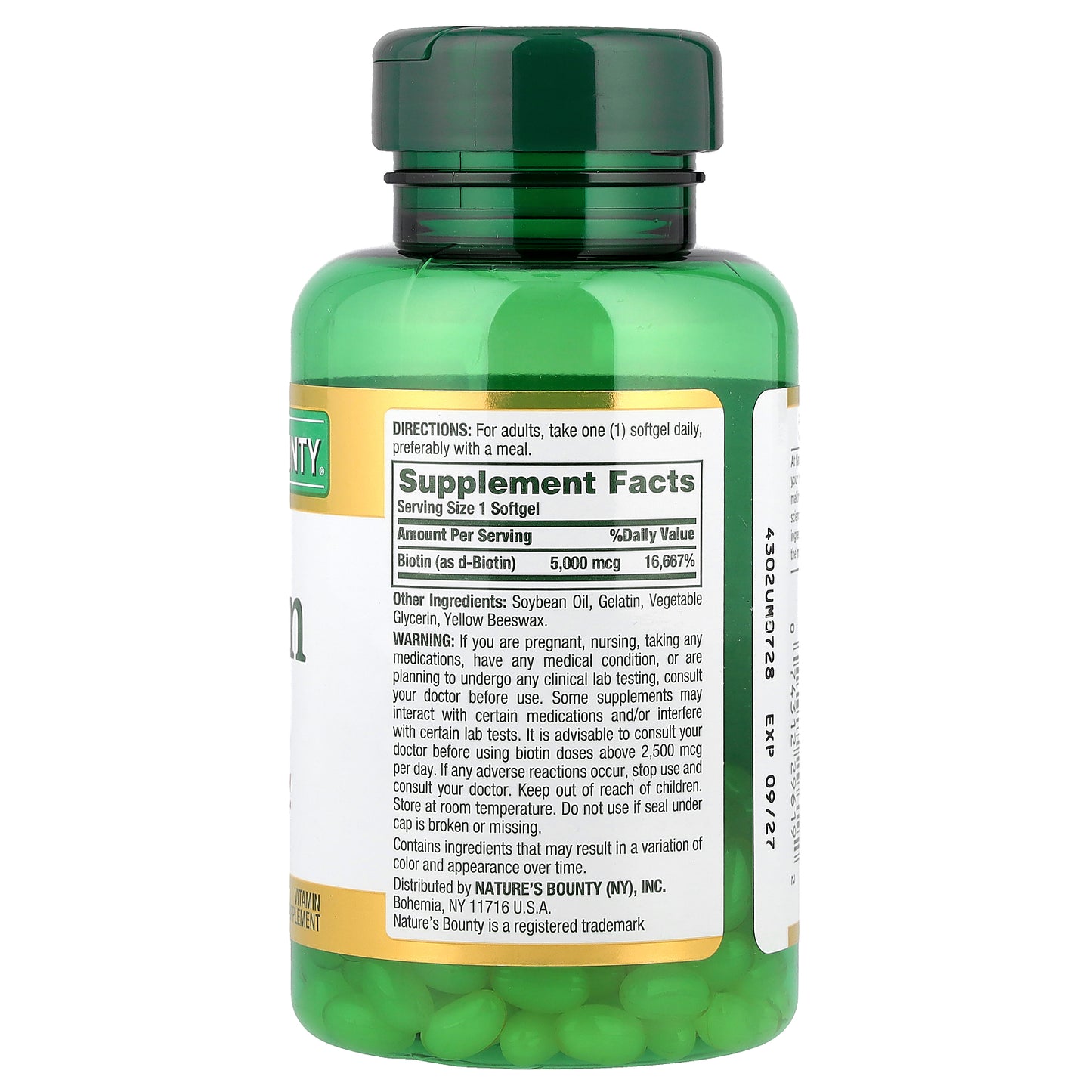 Nature's Bounty, Biotin, 5,000 mcg, 150 Rapid Release Softgels