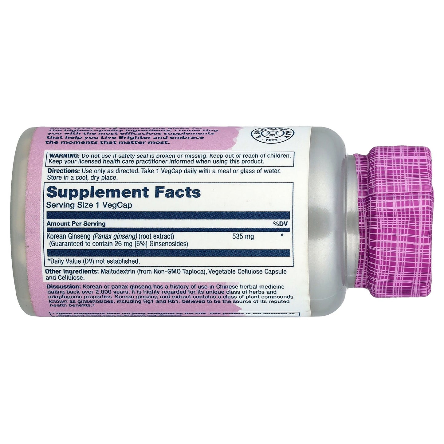 Solaray, Vital Extracts, Korean Ginseng, 535 mg, 60 Vegcaps