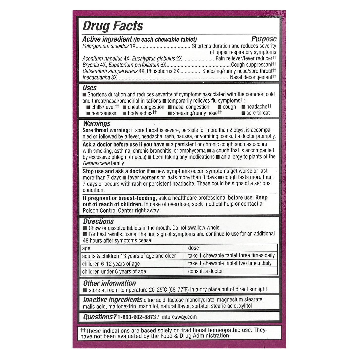 Nature's Way, Umcka®, Cold + Flu Relief Chewables, Ages 6+, Orange, 20 Tablets