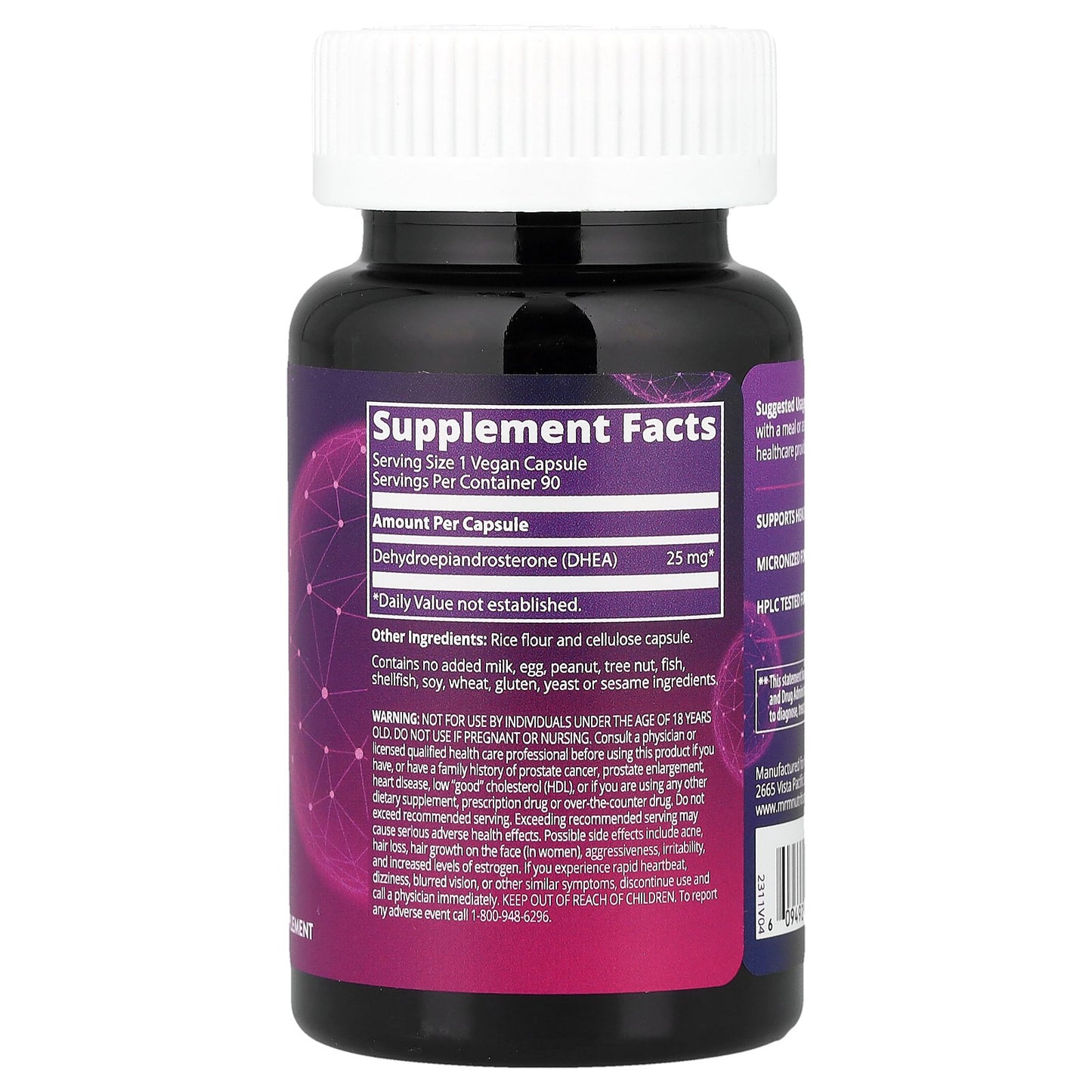 MRM Nutrition, DHEA, 25 mg, 90 Vegan Capsules