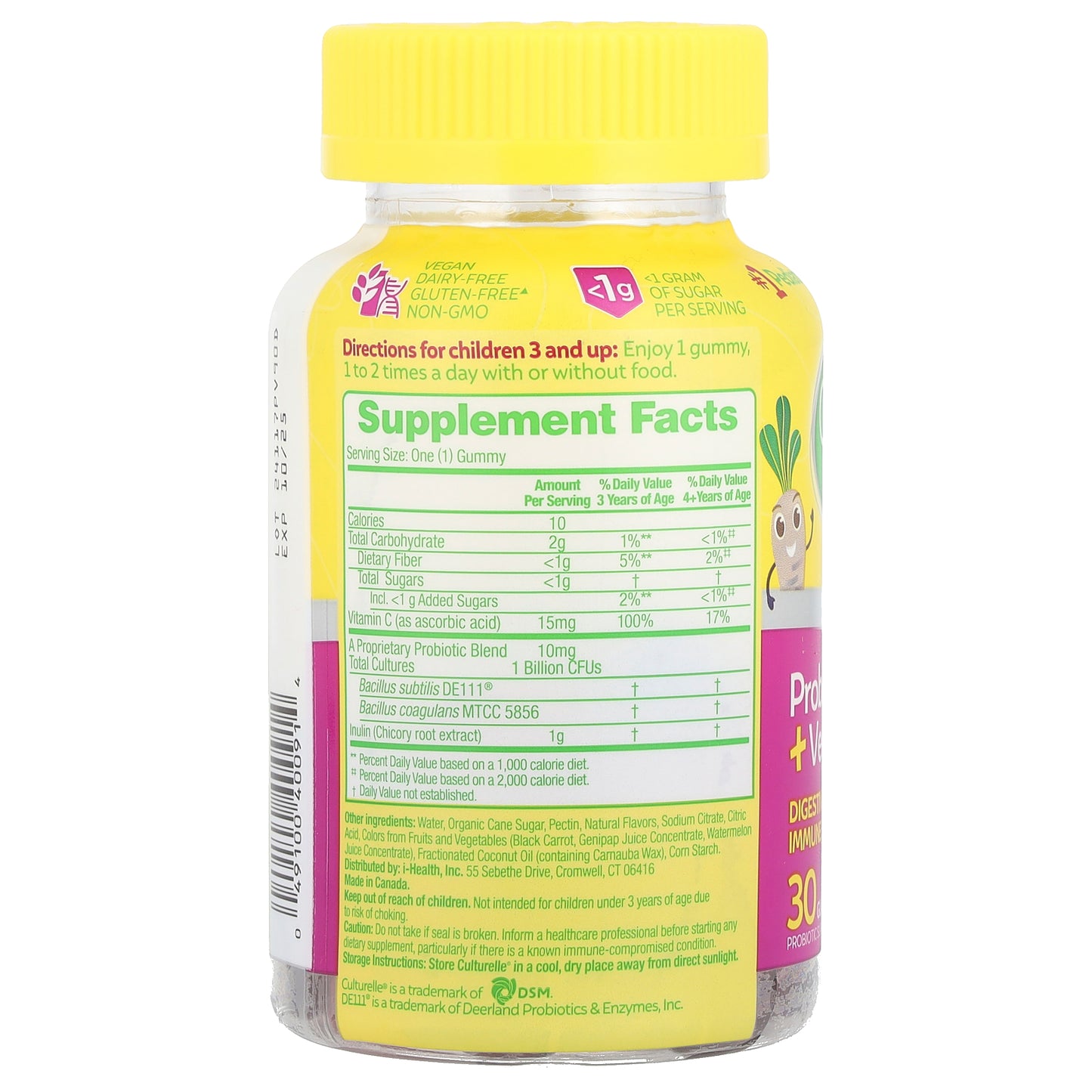 Culturelle, Kids, Probiotic + Veggie Fiber Gummies, Berry Blast , 30 Gummies