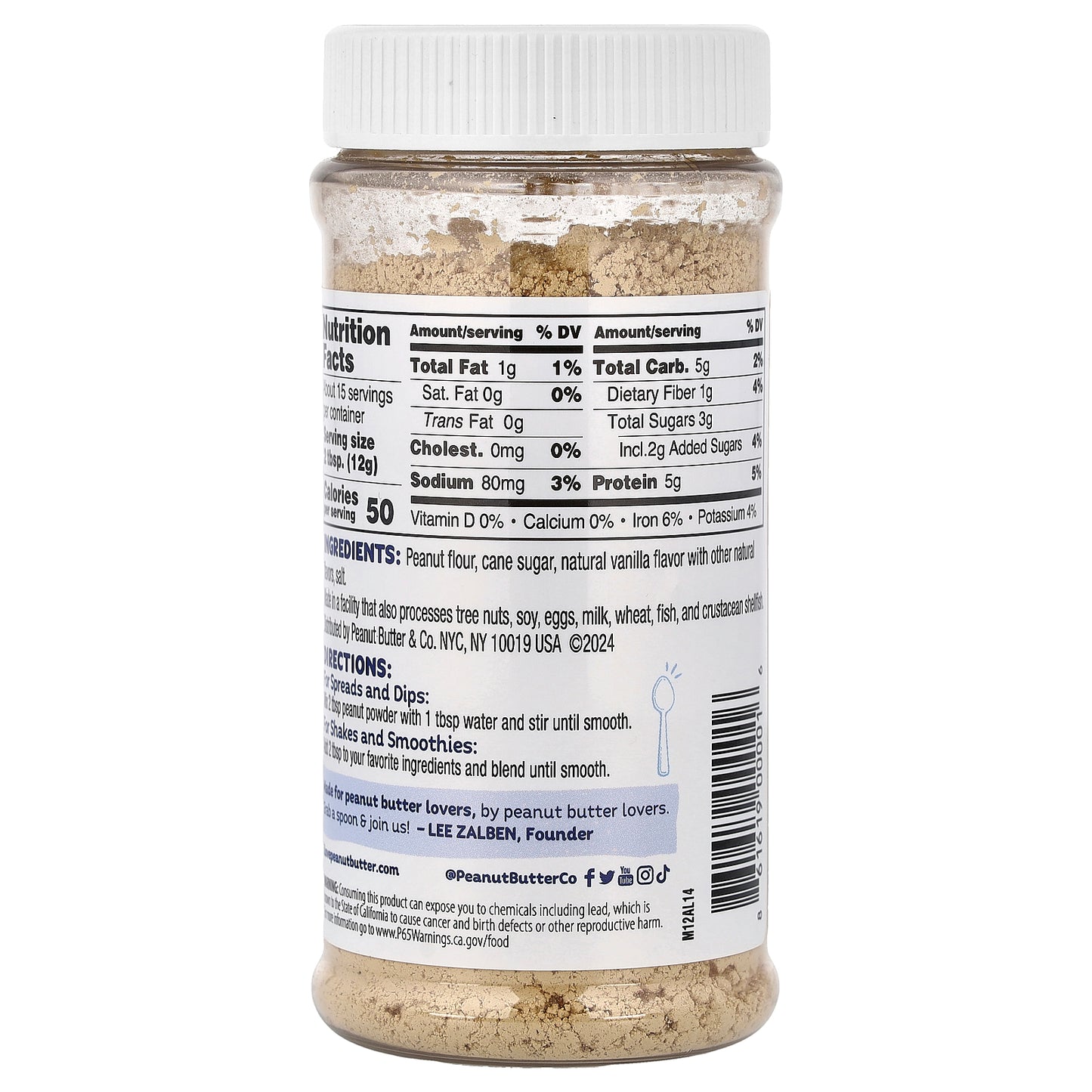 Peanut Butter & Co., Peanut Protein Powder, Vanilla, 6.5 oz (184 g)