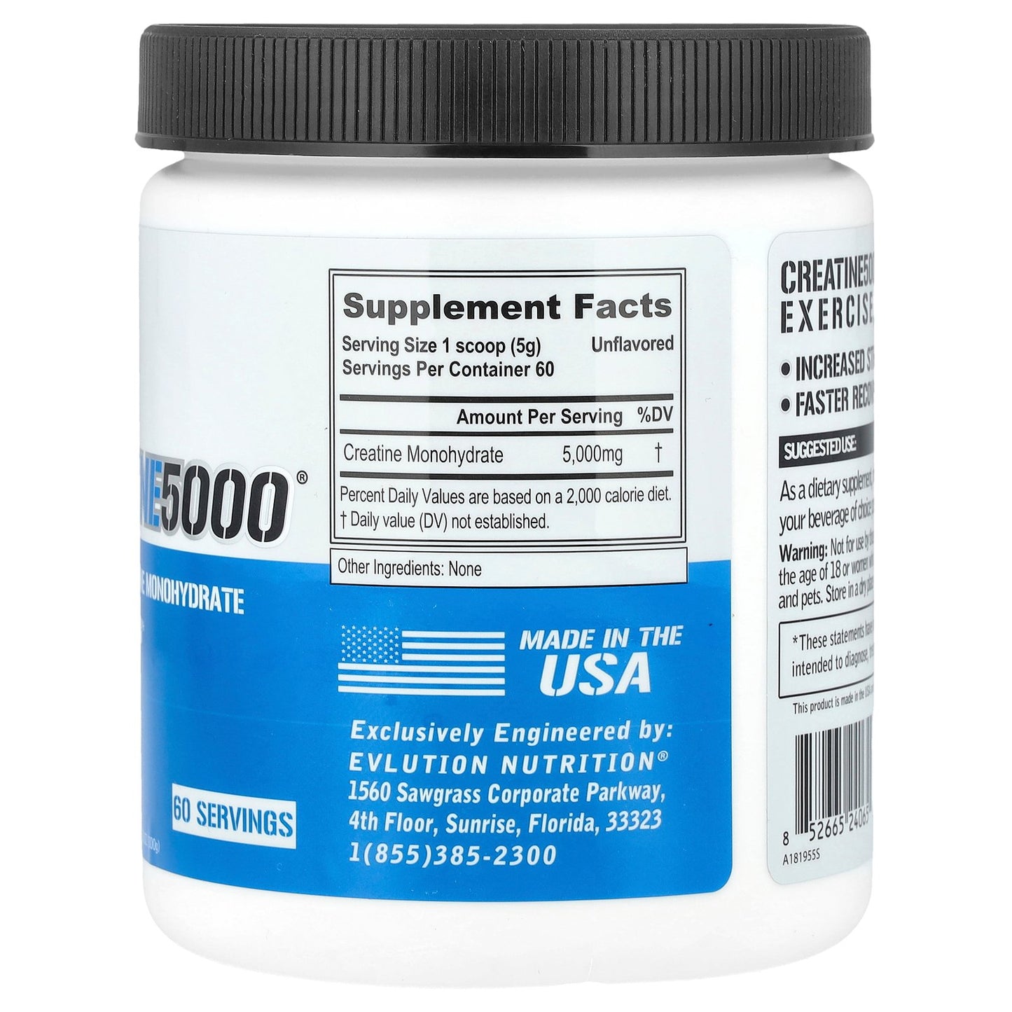 EVLution Nutrition, Creatine5000®, Unflavored, 10.58 oz (300 g)