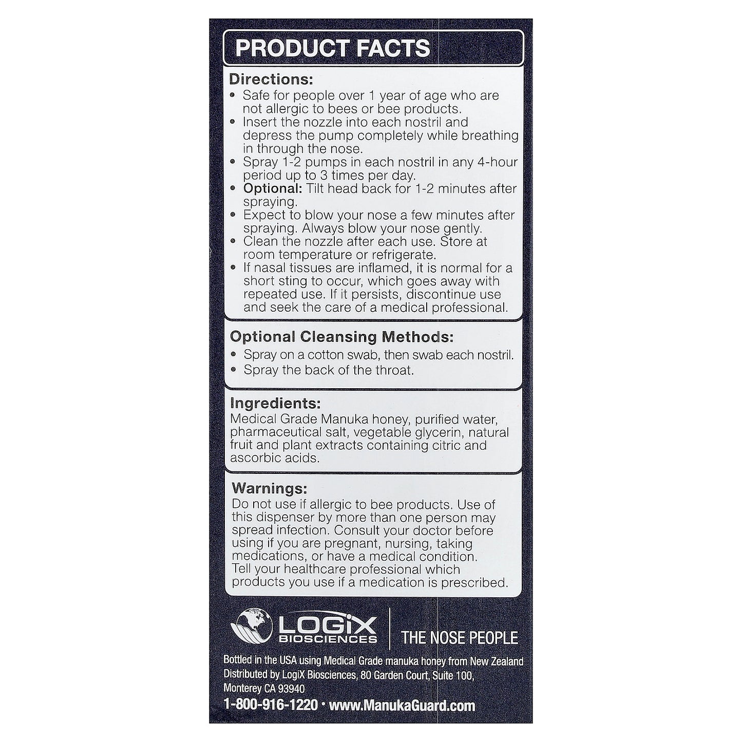 ManukaGuard, Medical Grade Manuka, Deep Nasal Cleanse Nasal Spray, 0.65 fl oz ( 20 ml)