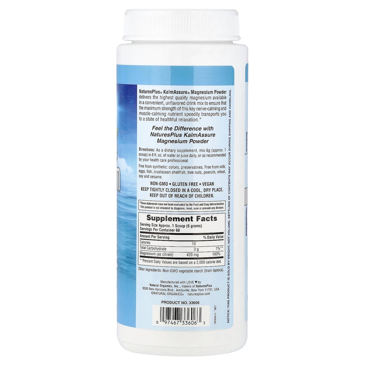 NaturesPlus, KalmAssure® Magnesium Powder, Unflavored, 0.8 lb (360 g)