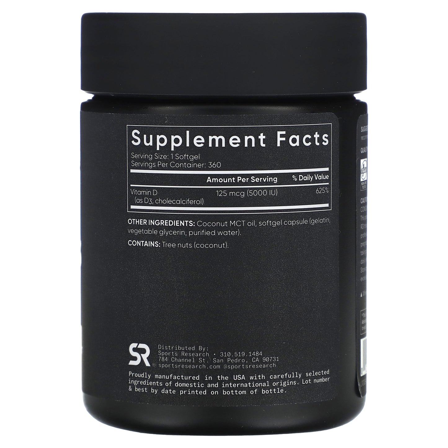 Sports Research, Vitamin D3, 125 mcg (5,000 IU), 360 Softgels