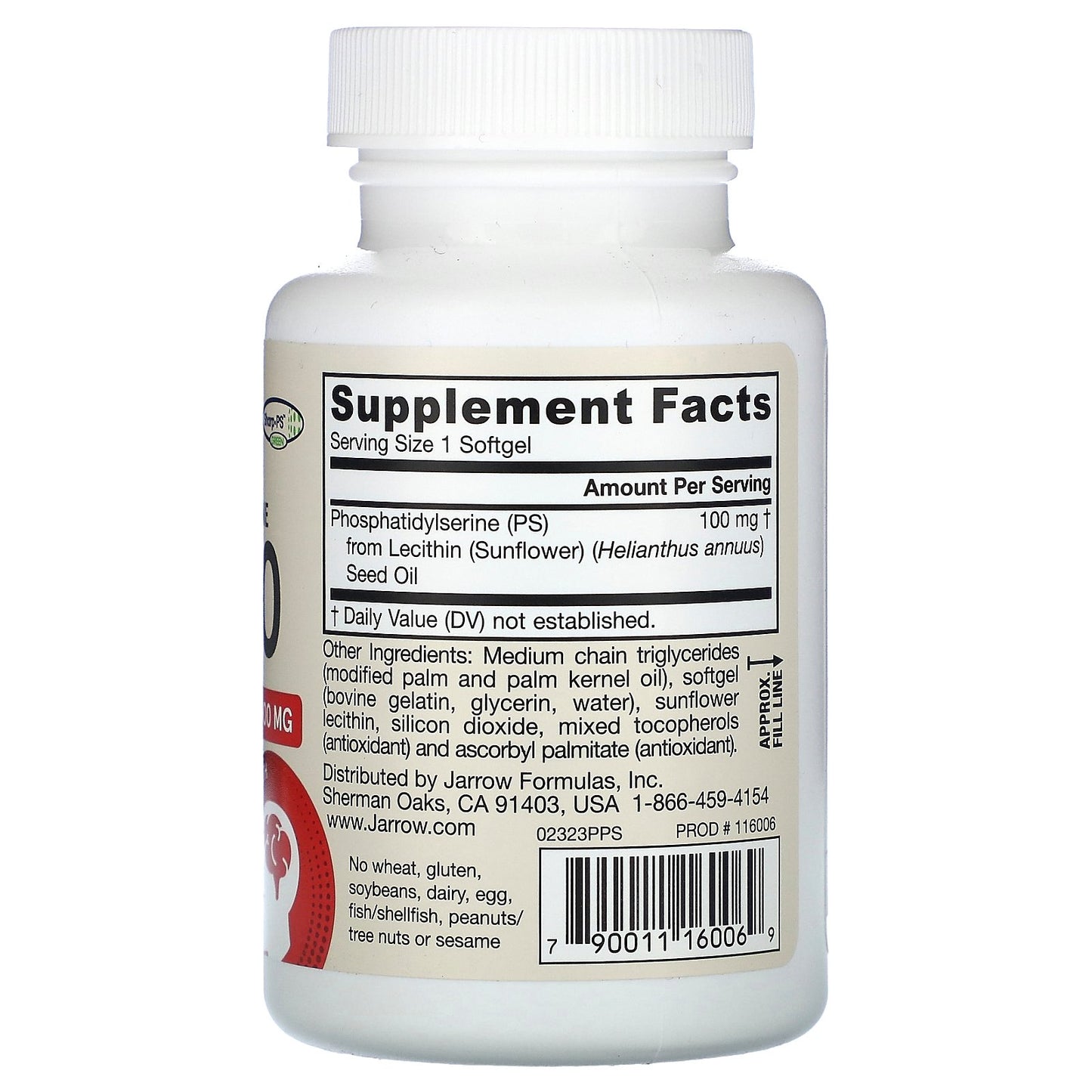 Jarrow Formulas, PS100, Phosphatidylserine, 100 mg, 60 Softgels
