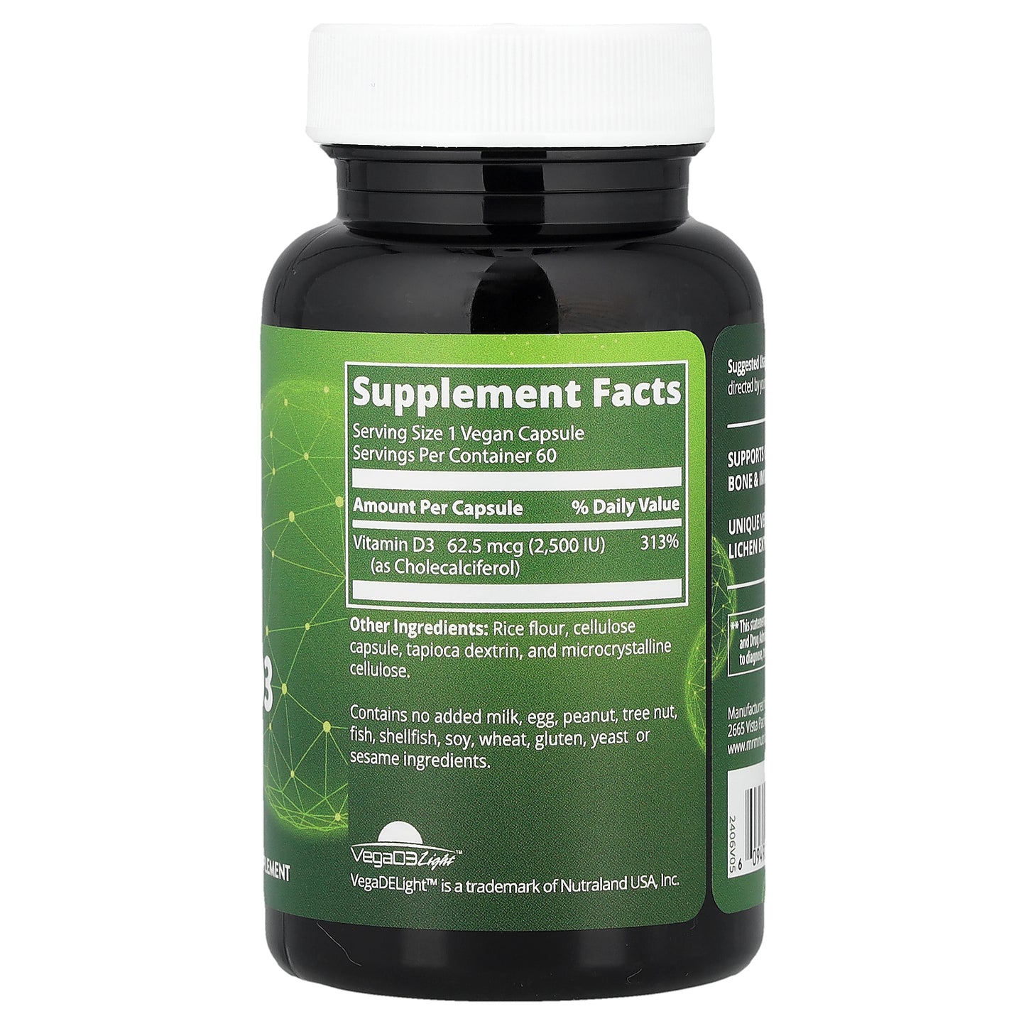 MRM Nutrition, Vegan Vitamin D3, 62.5 mcg (2,500 IU), 60 Vegan Capsules