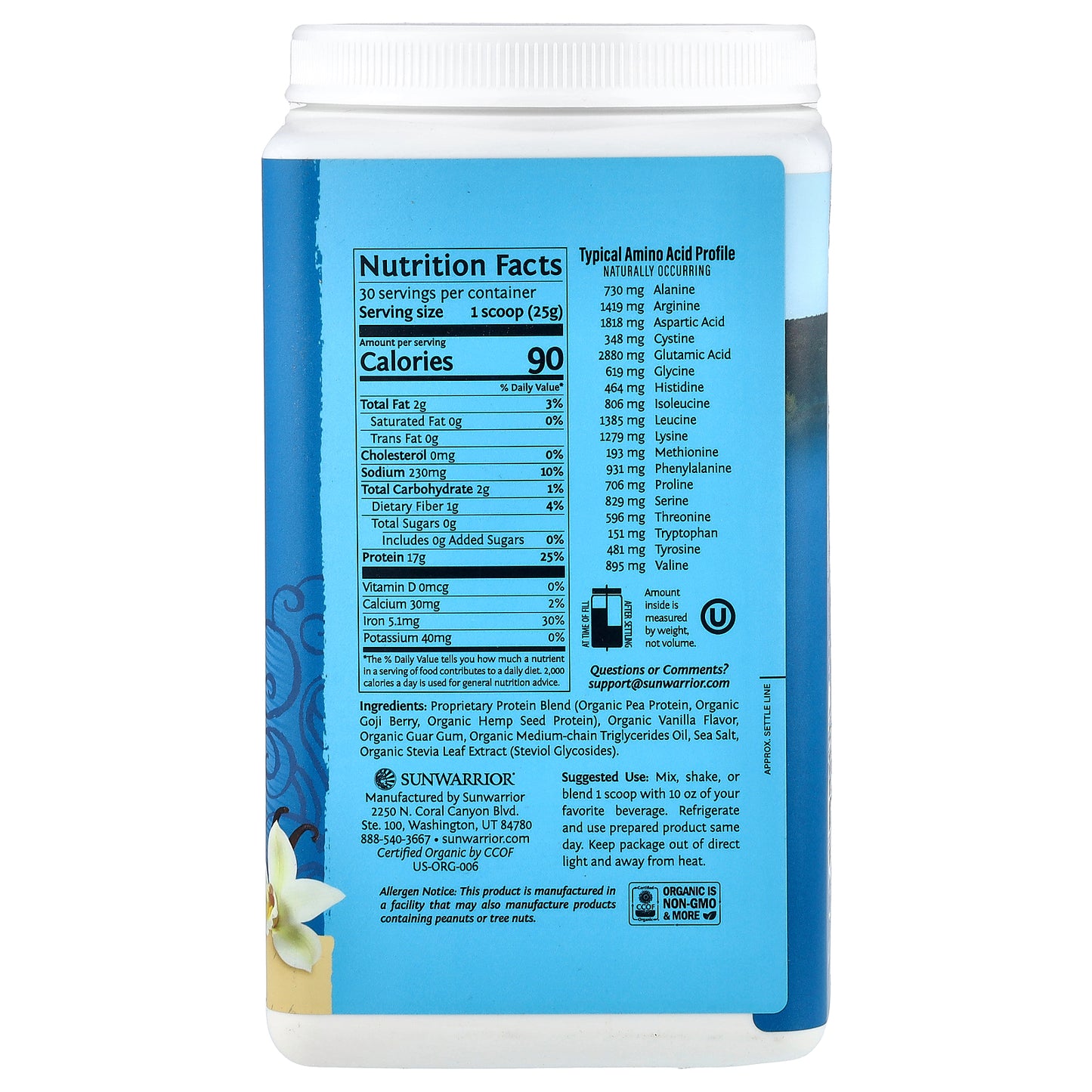 Sunwarrior, Warrior Blend, Protein, Vanilla, 1.65 lb (750 g)