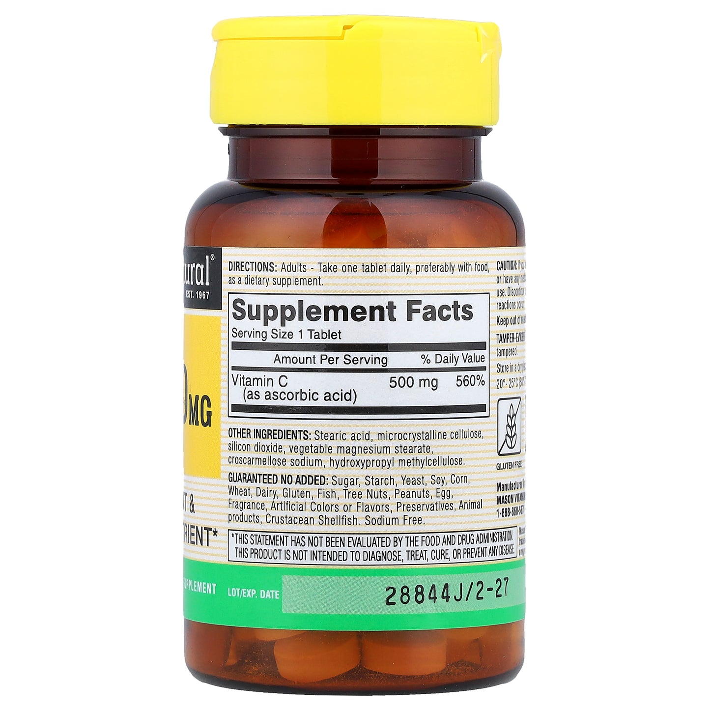 Mason Natural, Vitamin C, 500 mg, 100 Tablets