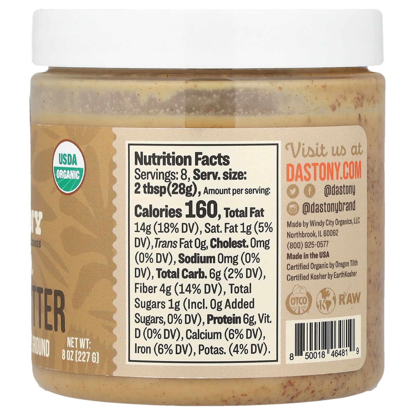 Dastony, Organic Sprouted Almond Butter, Ultra Smooth, 8 oz (227 g)