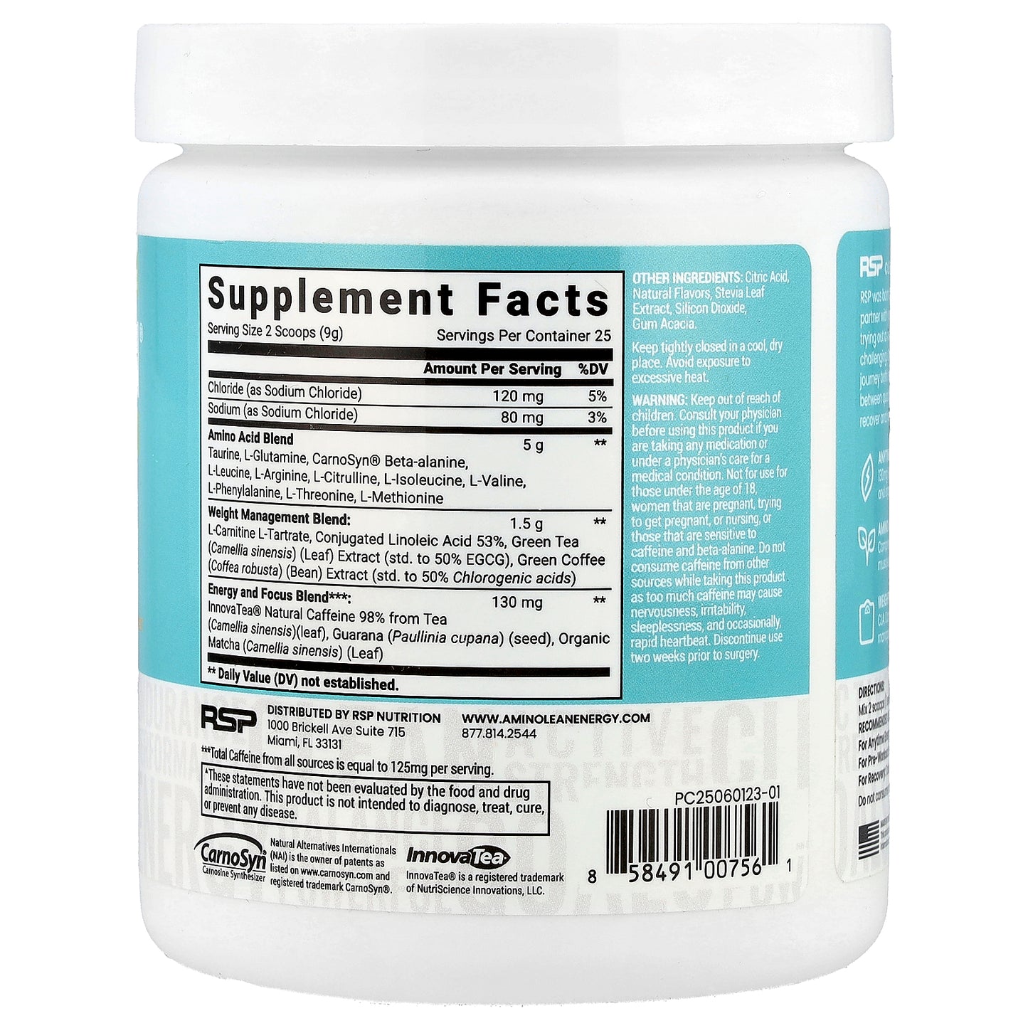 RSP Nutrition, AminoLean®, Energy, Pineapple Coconut, 7.94 oz (225 g)