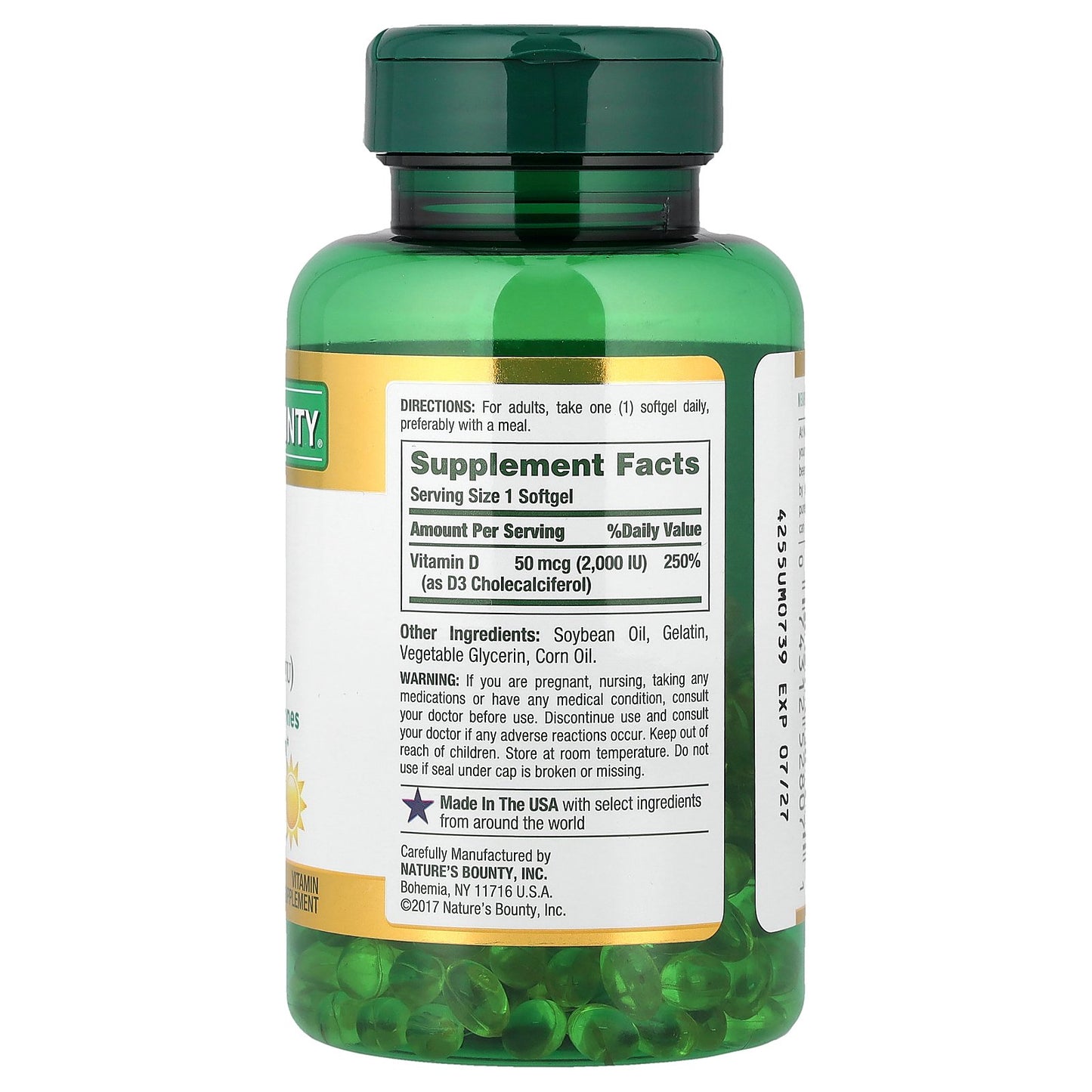 Nature's Bounty, D3, 50 mcg (2,000 IU), 350 Rapid Release Softgels