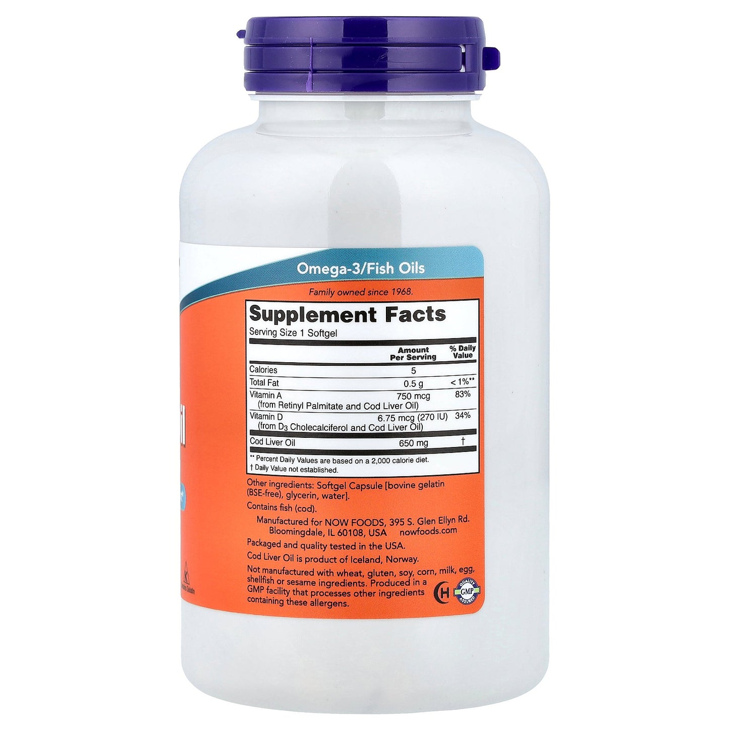 NOW Foods, Cod Liver Oil, 650 mg, 250 Softgels