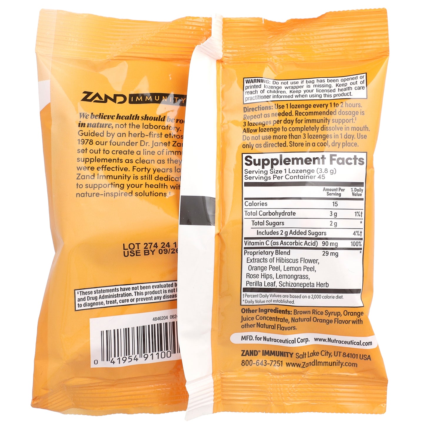 Zand, Immunity, Orange C, Natural, 45 Lozenges