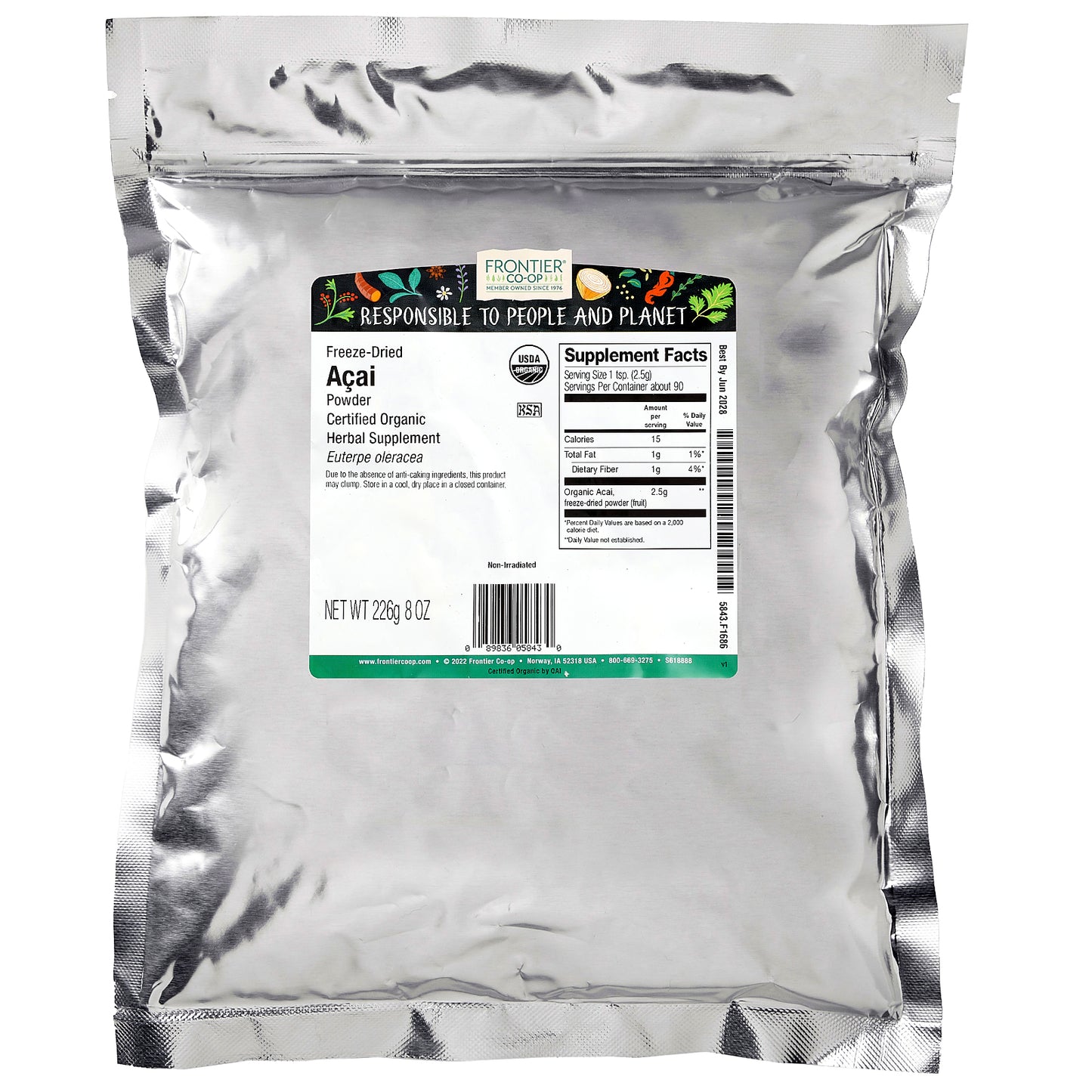 Frontier Co-op, Organic Freeze-Dried Acai Powder, 8 oz (226 g)