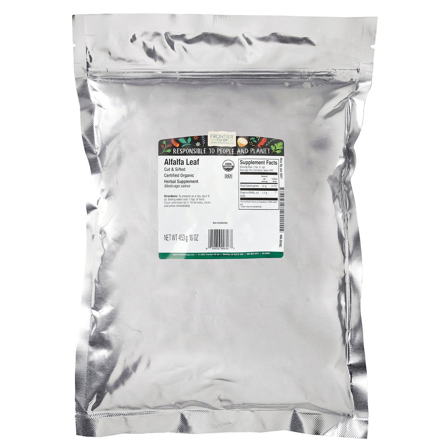 Frontier Co-op, Organic Cut & Sifted Alfalfa Leaf, 16 oz (453 g)