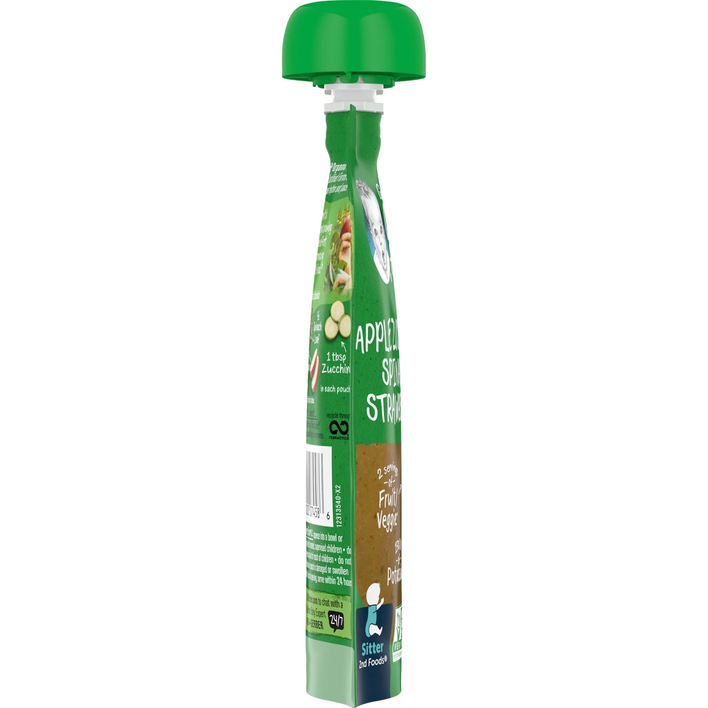 Gerber, Organic Puree, 2nd Foods®, Sitter, Apple, Zucchini, Spinach, Strawberry, 3.5 oz (99 g)