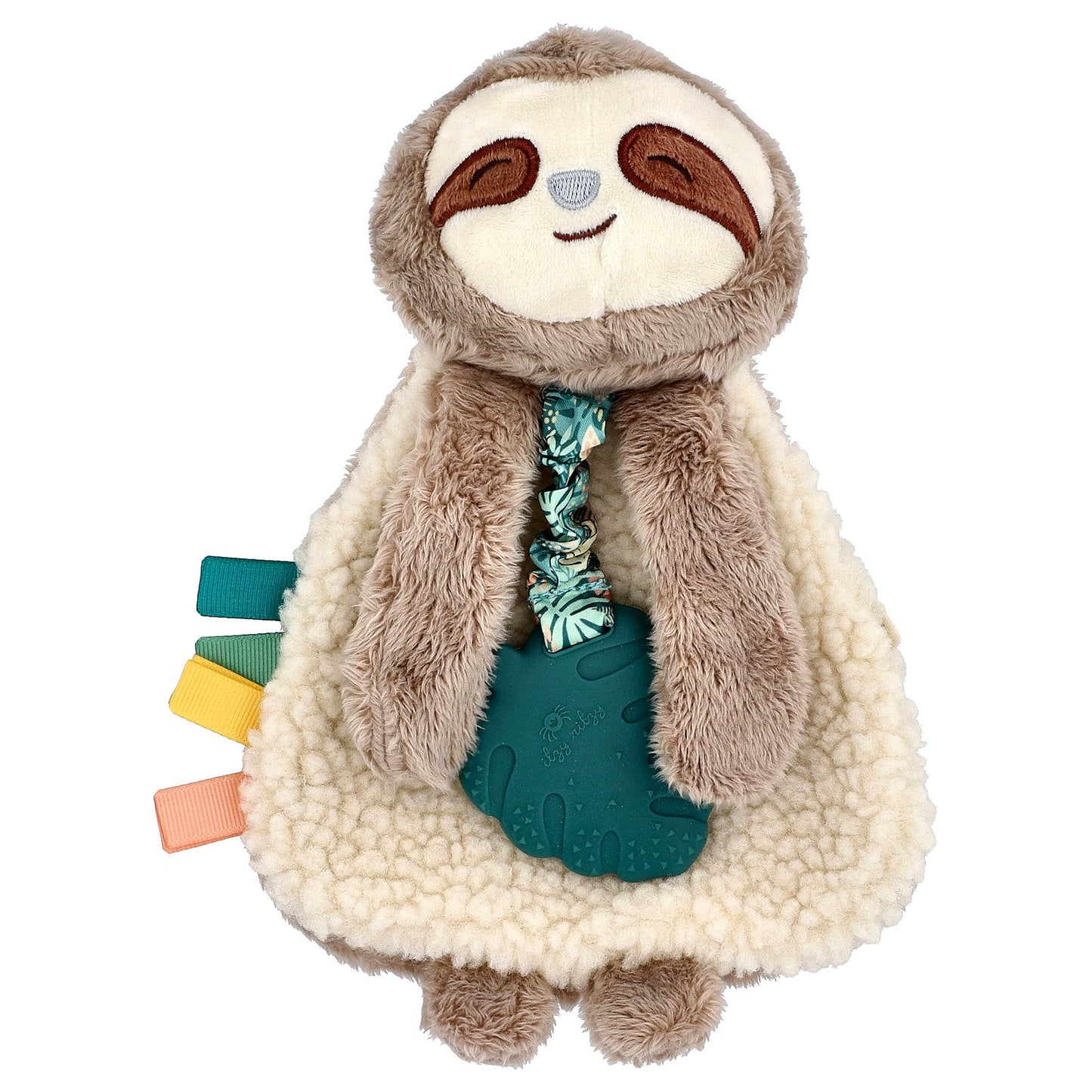 itzy ritzy, Itzy Lovey™, Plush Lovey with Silicone Teether, 0 Months+, Sloth, 1 Teether