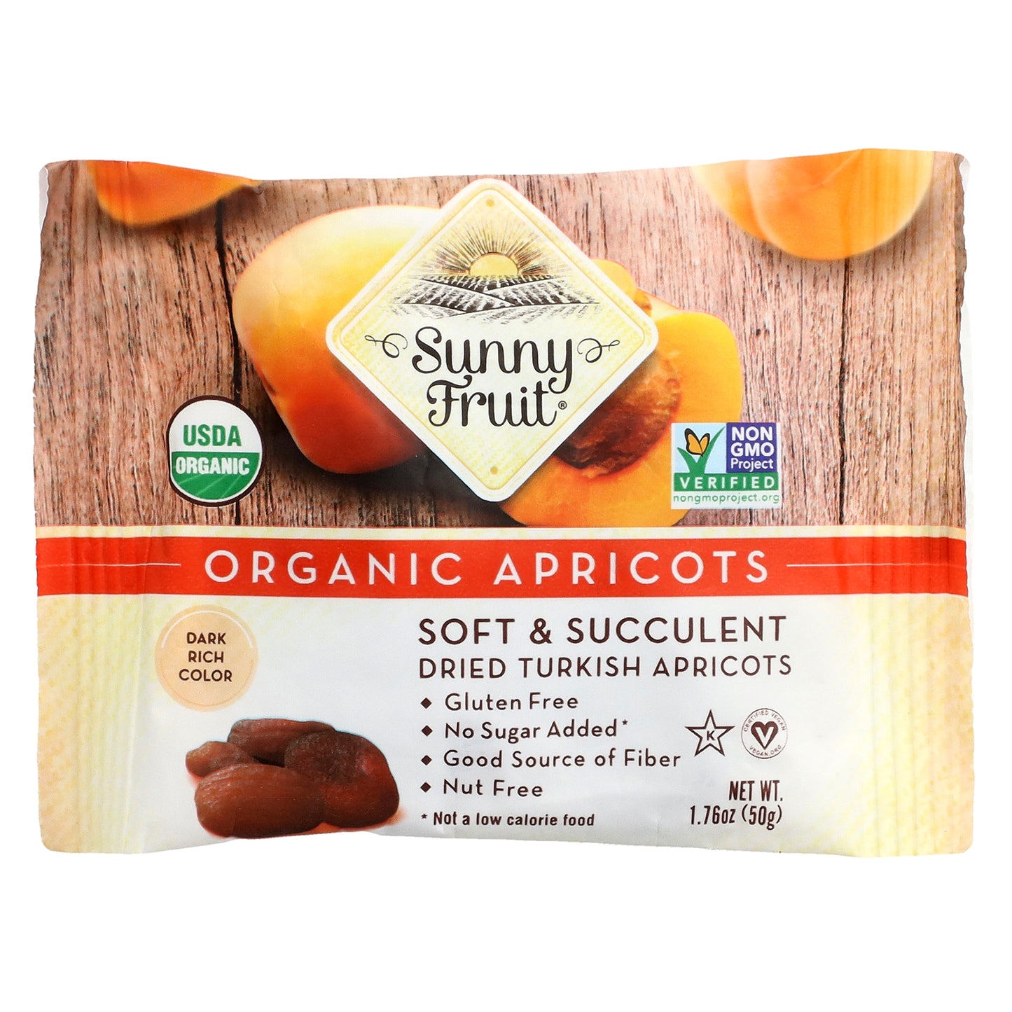 Sunny Fruit, Organic Dried Apricots, 5 Portion Packs, 1.76 oz (50 g) Each