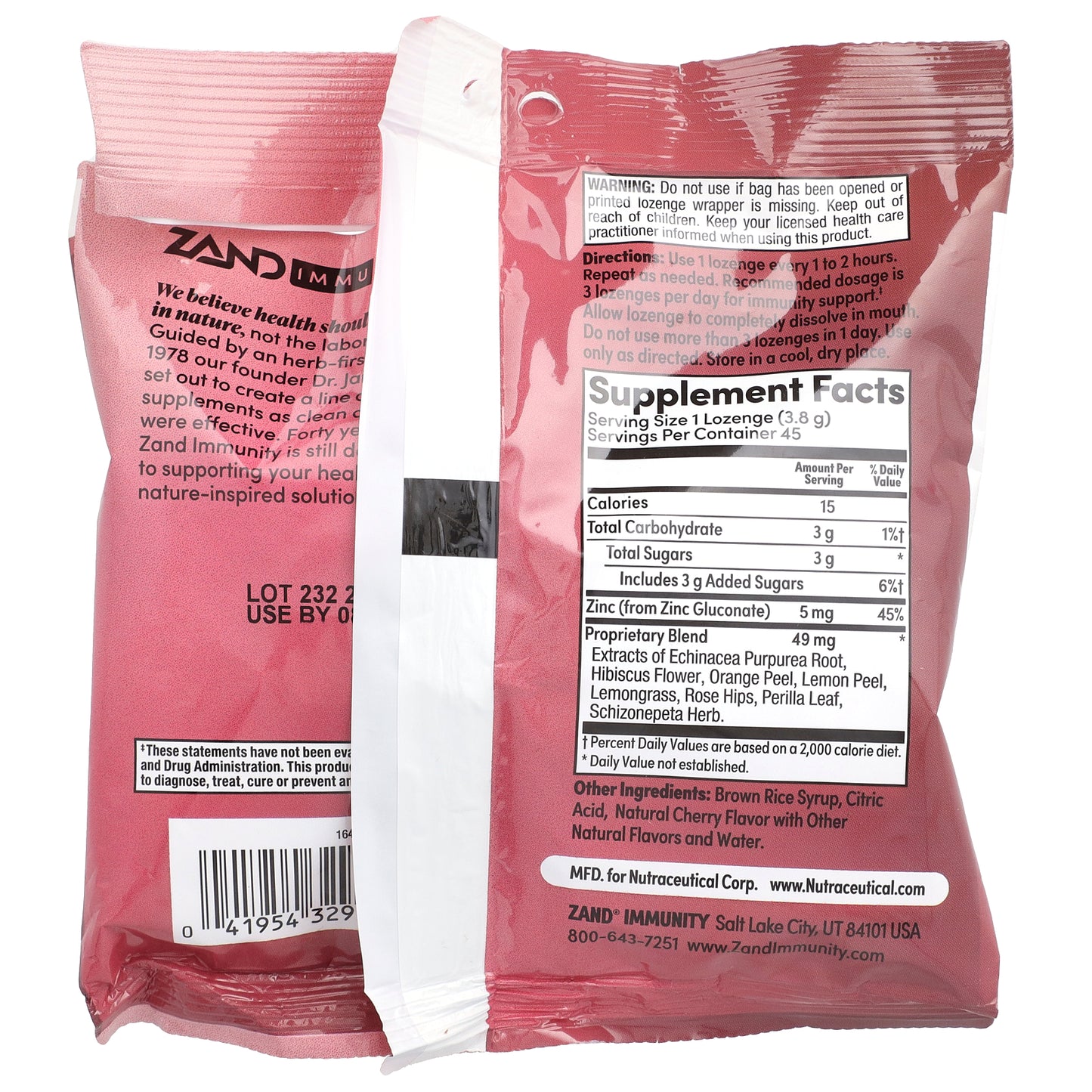 Zand, Immunity, Cherry Echinacea Zinc, Natural, 45 Lozenges